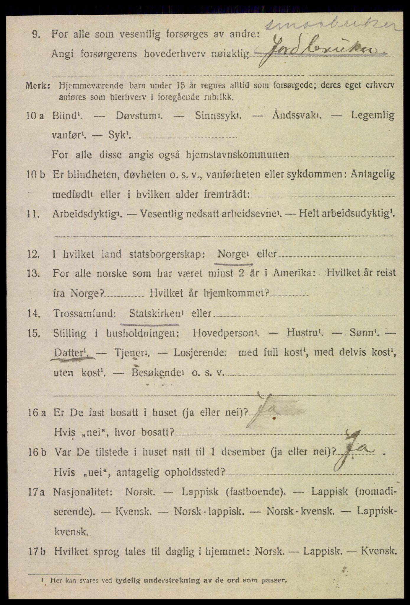 SAT, 1920 census for Ogndal, 1920, p. 1164