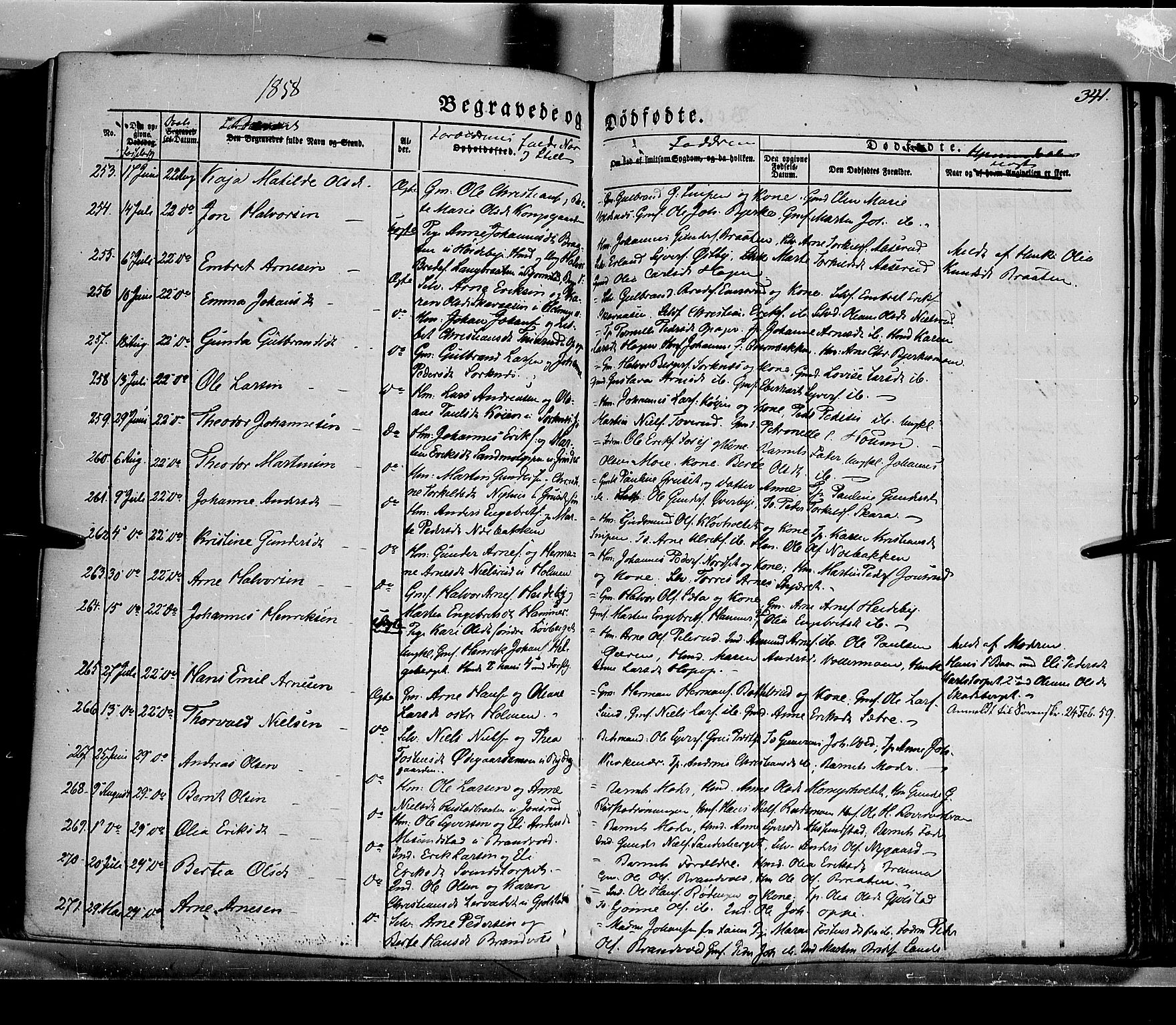 Grue prestekontor, SAH/PREST-036/H/Ha/Haa/L0008: Parish register (official) no. 8, 1847-1858, p. 341