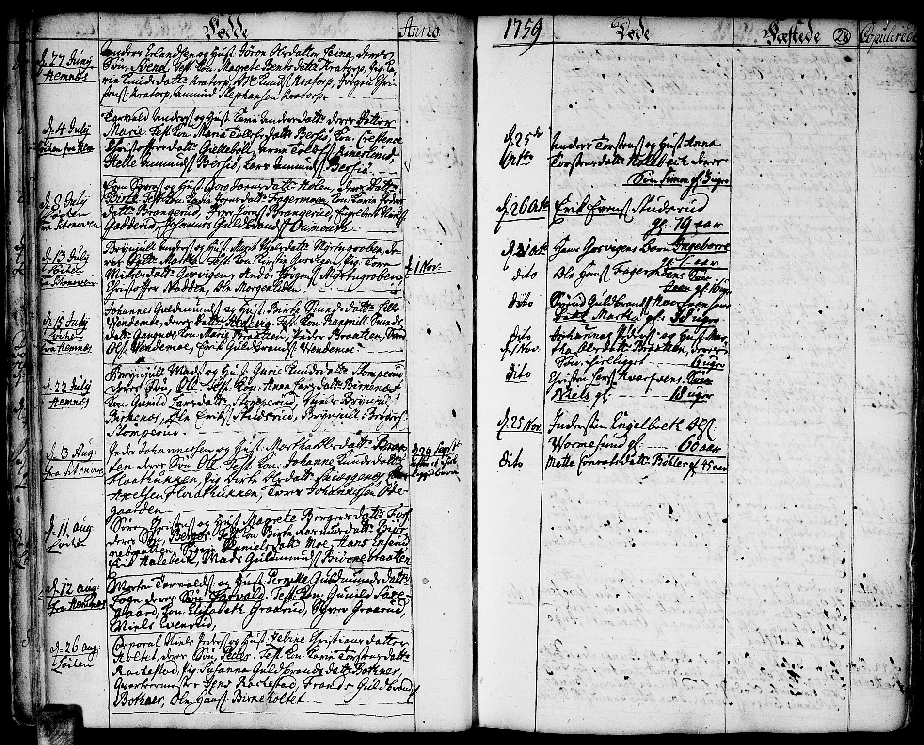 Høland prestekontor Kirkebøker, SAO/A-10346a/F/Fa/L0004: Parish register (official) no. I 4, 1757-1780, p. 28