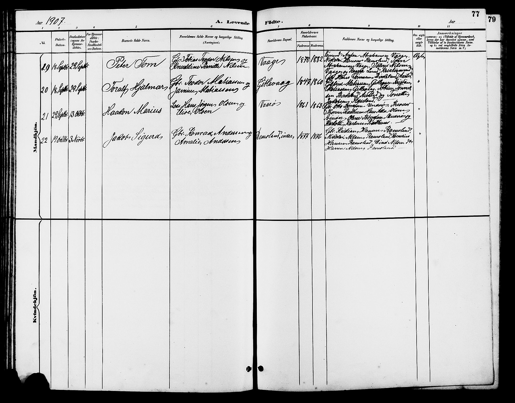 Sør-Audnedal sokneprestkontor, AV/SAK-1111-0039/F/Fb/Fba/L0004: Parish register (copy) no. B 4, 1893-1909, p. 77