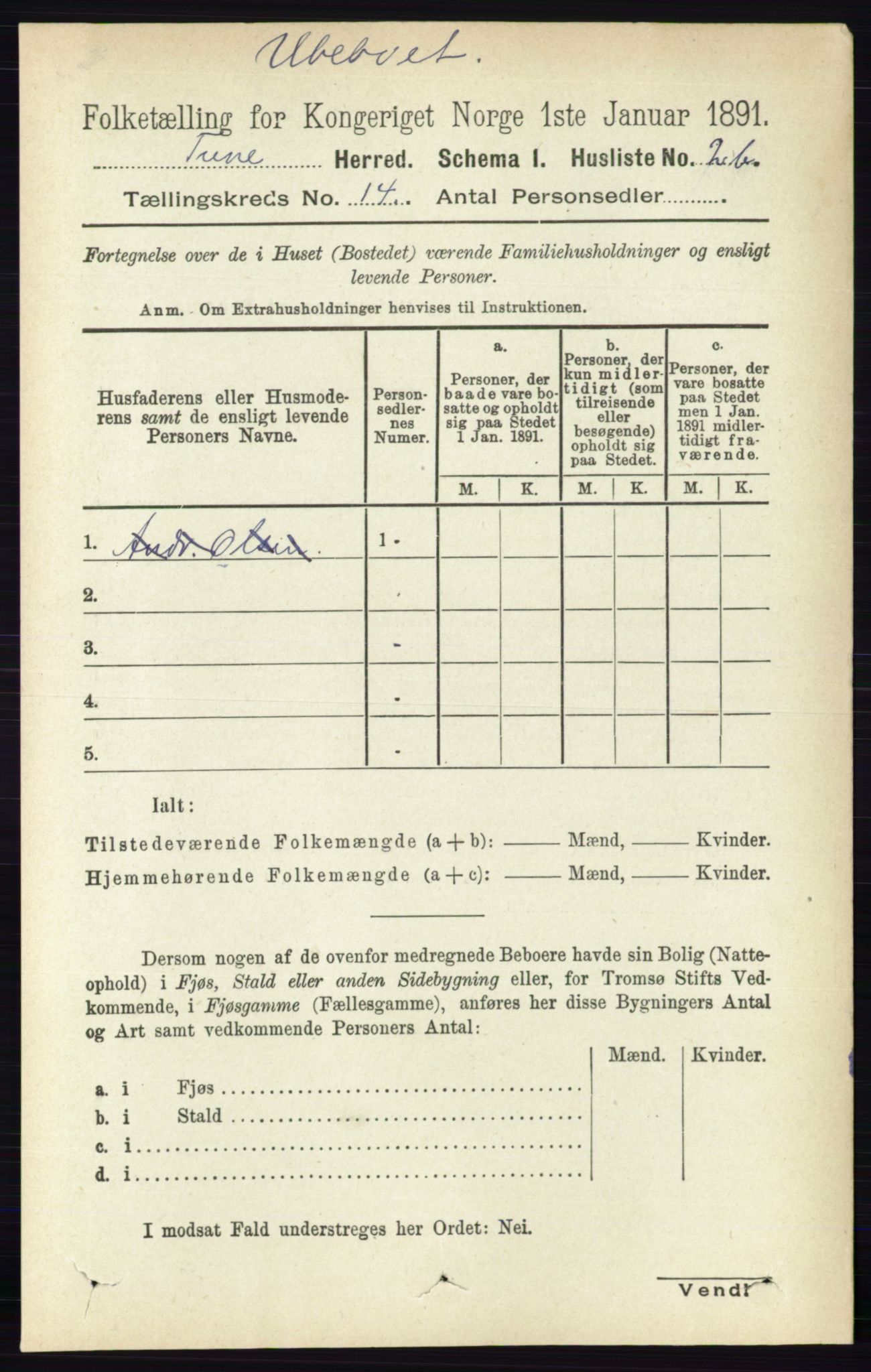 RA, 1891 census for 0130 Tune, 1891, p. 7888