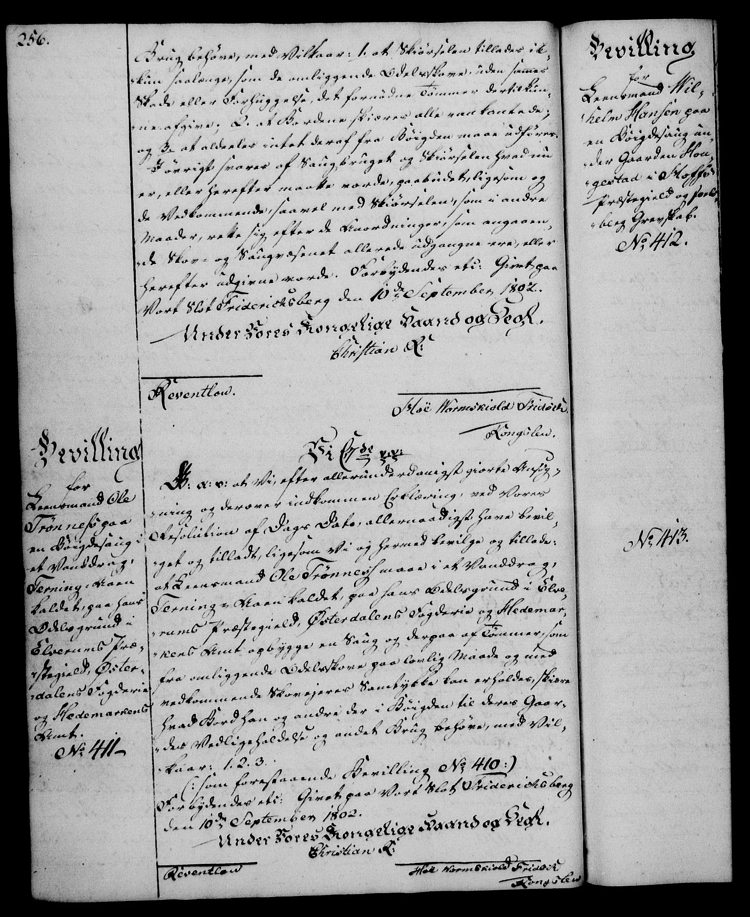 Rentekammeret, Kammerkanselliet, AV/RA-EA-3111/G/Gg/Gga/L0017: Norsk ekspedisjonsprotokoll med register (merket RK 53.17), 1801-1803, p. 256