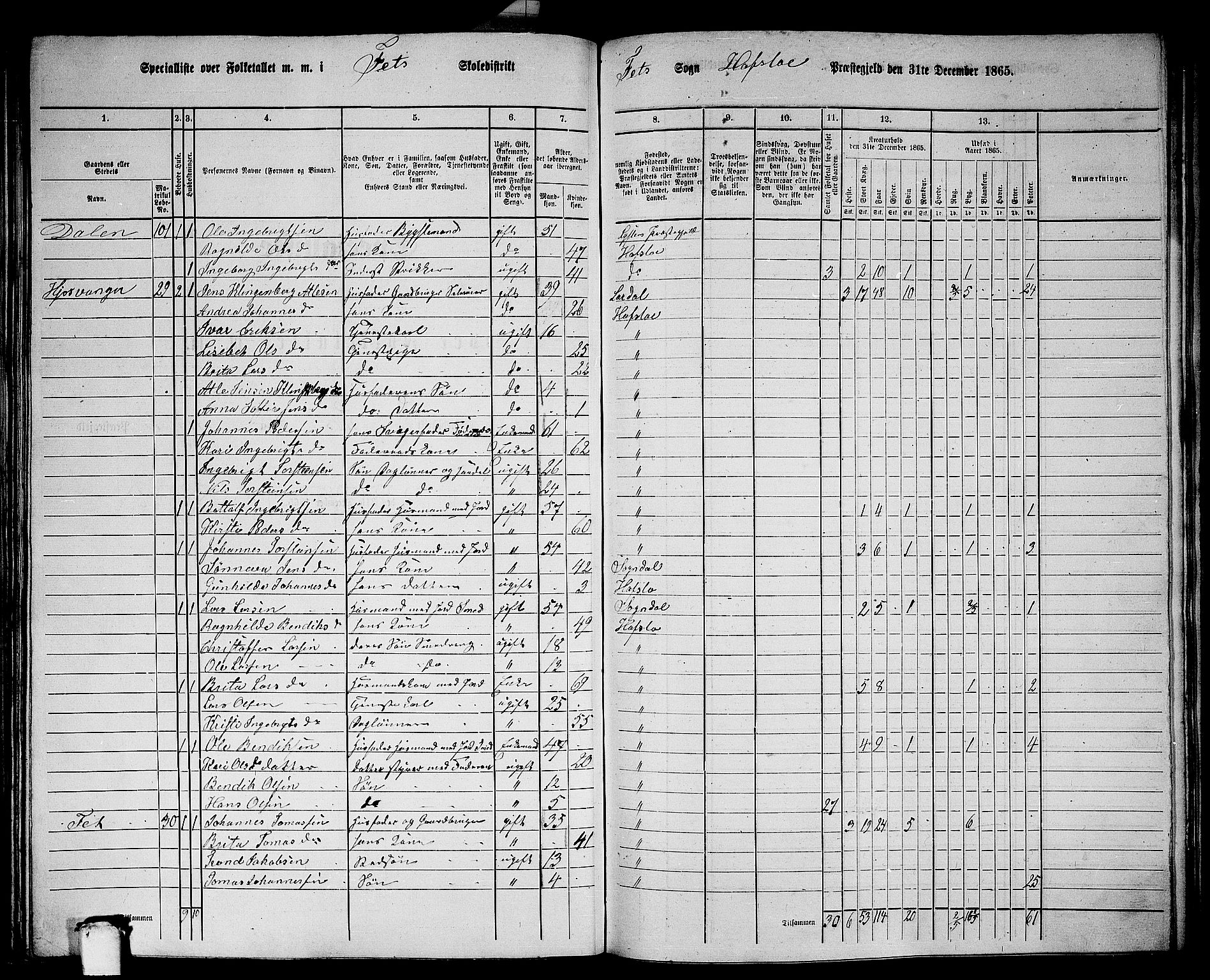 RA, 1865 census for Hafslo, 1865, p. 105