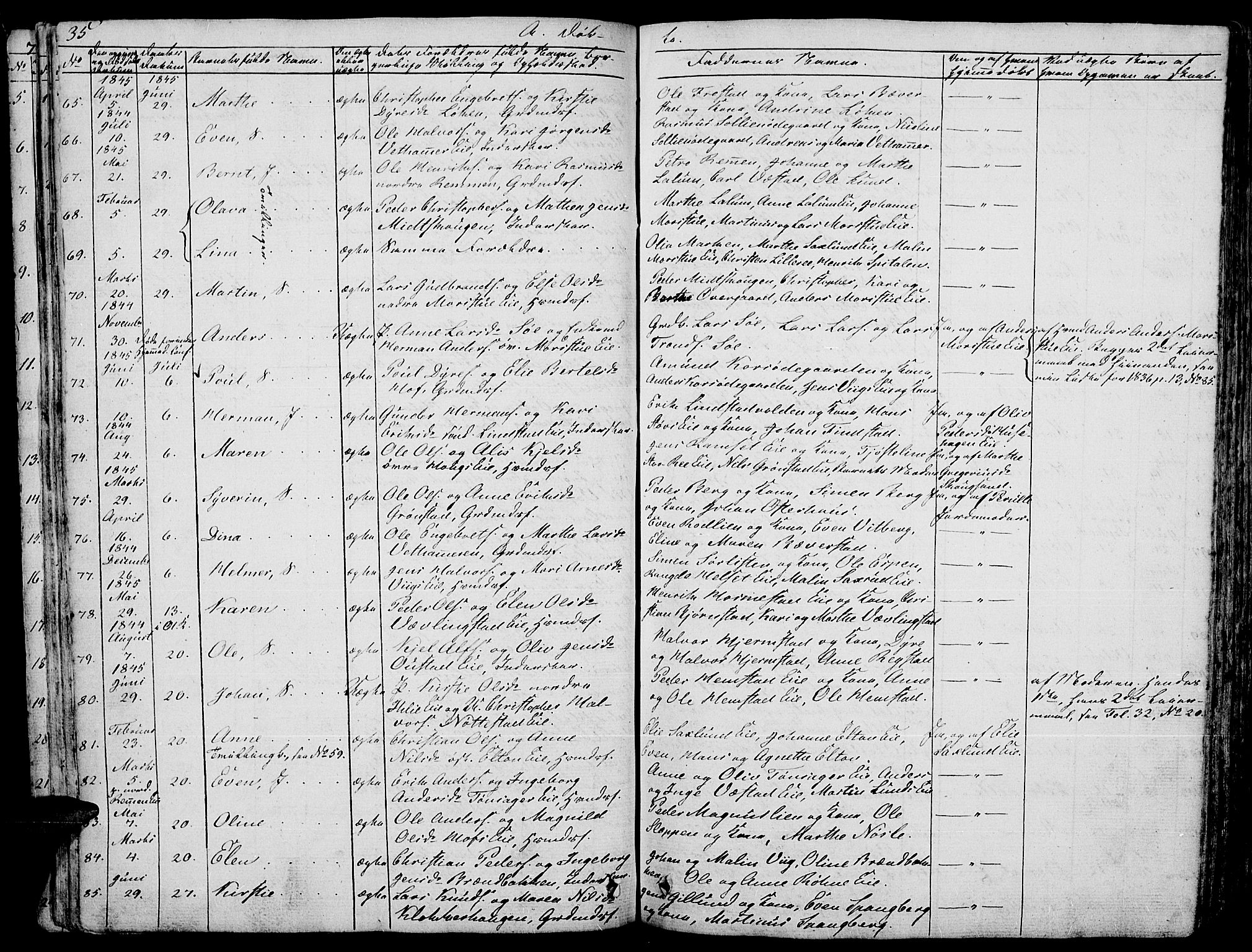 Stange prestekontor, AV/SAH-PREST-002/L/L0003: Parish register (copy) no. 3, 1840-1864, p. 35