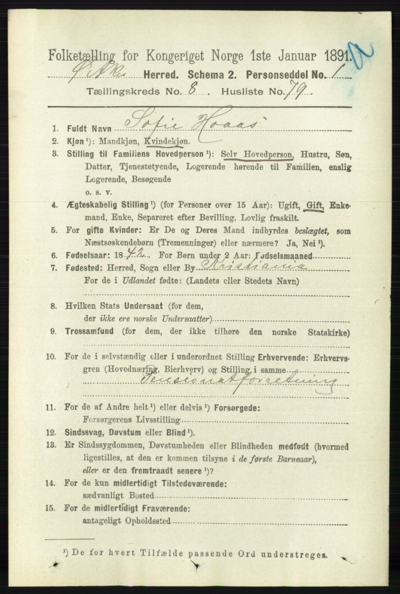 RA, 1891 census for 0218 Aker, 1891, p. 7900