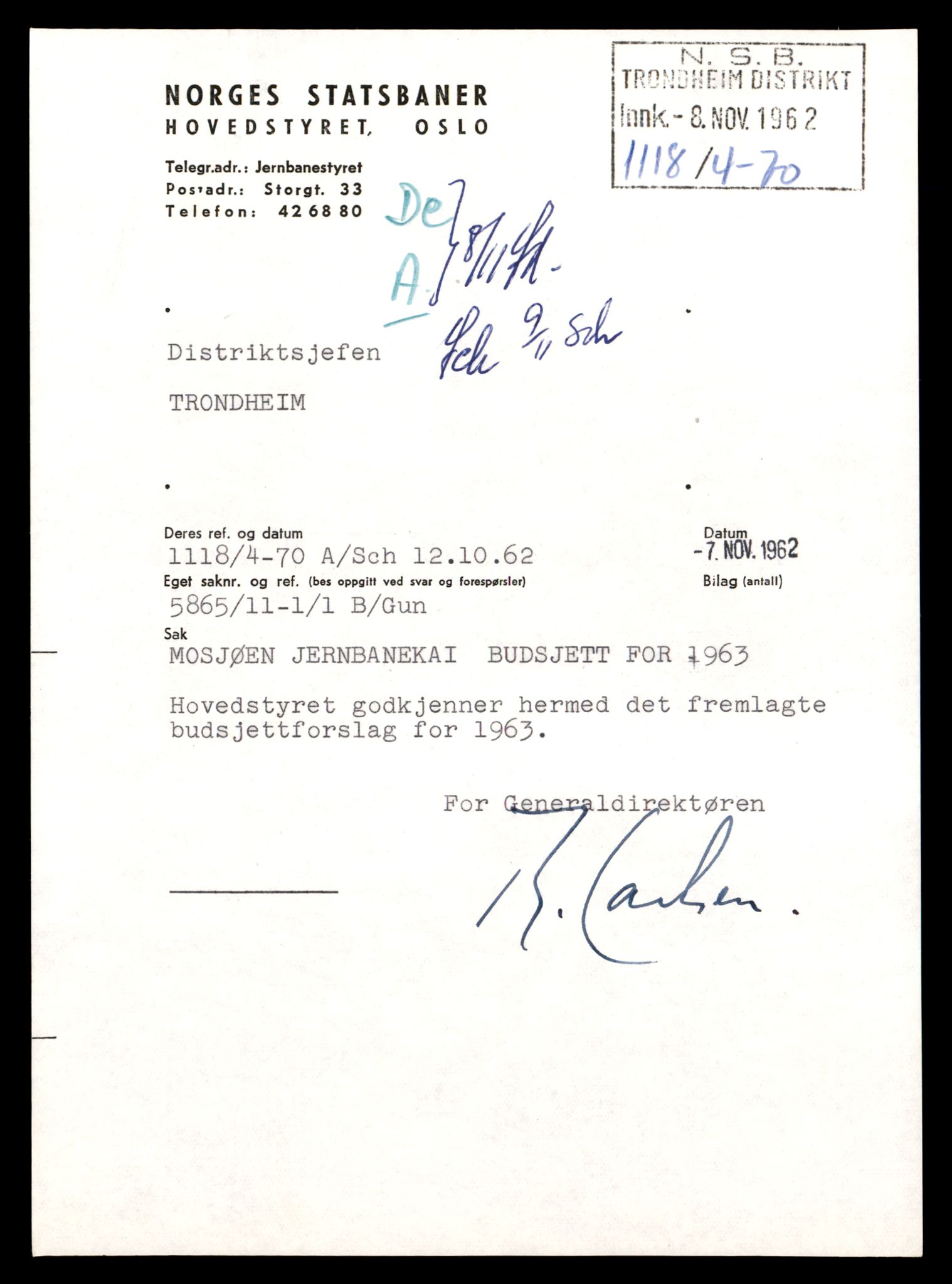 Norges statsbaner (NSB) - Trondheim distrikt, AV/SAT-A-6436/0002/Dd/L0817: --, 1953-1980, p. 267