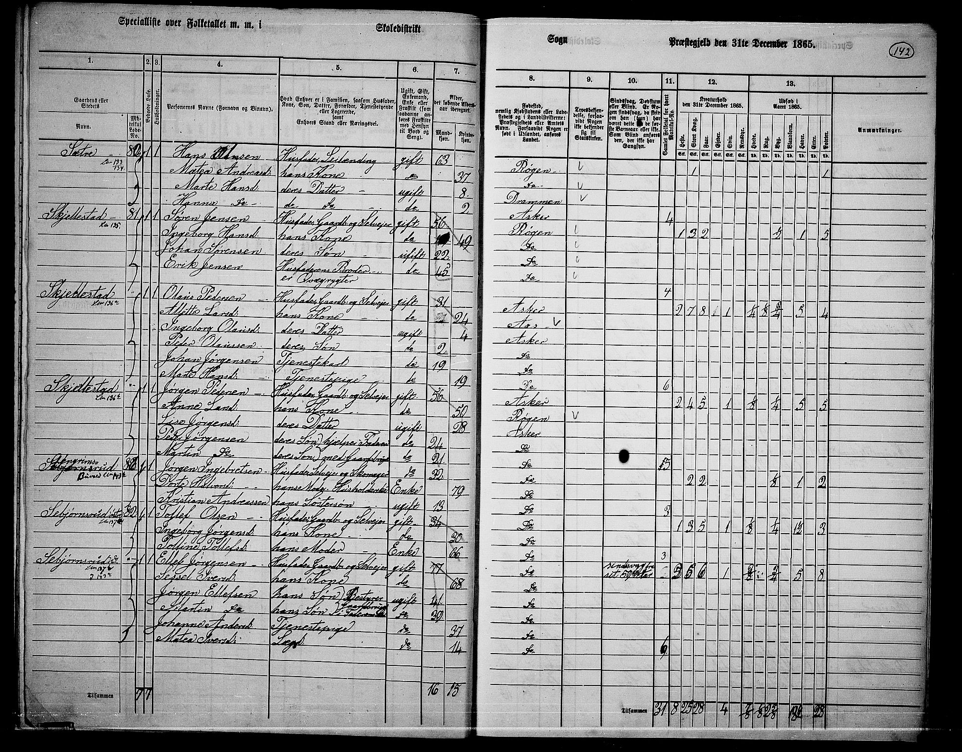 RA, 1865 census for Asker, 1865, p. 137