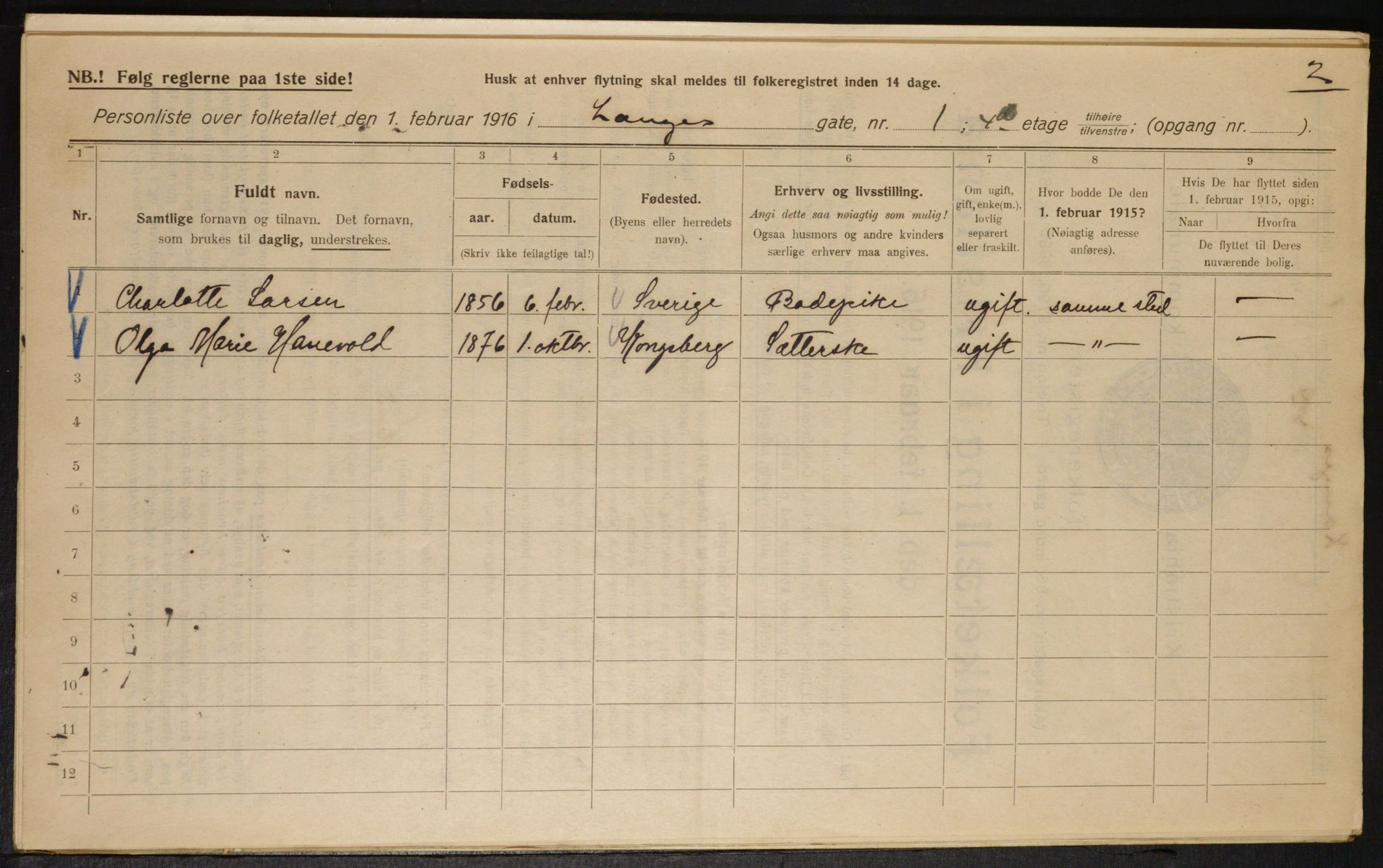 OBA, Municipal Census 1916 for Kristiania, 1916, p. 57481