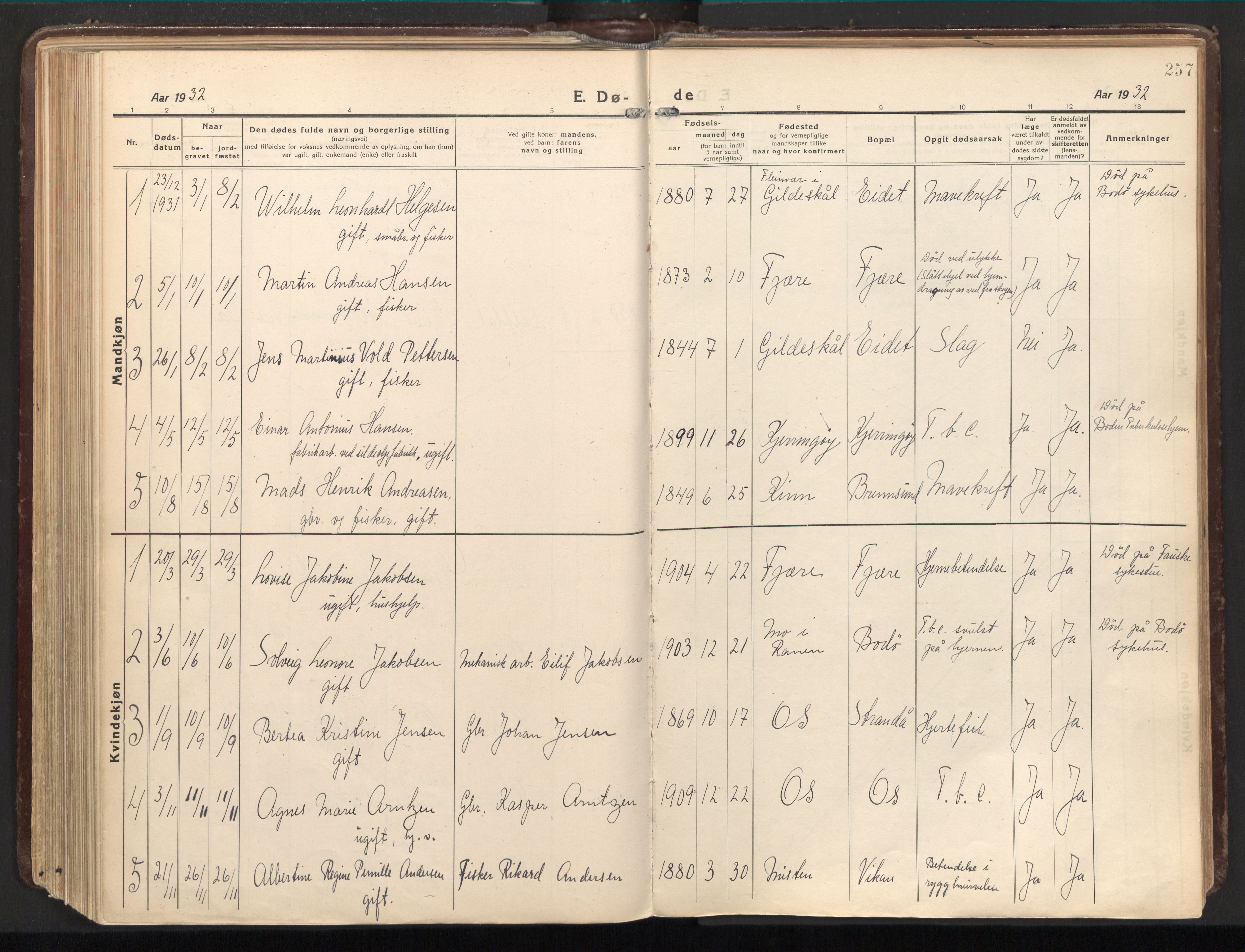 Ministerialprotokoller, klokkerbøker og fødselsregistre - Nordland, SAT/A-1459/803/L0073: Parish register (official) no. 803A03, 1920-1955, p. 257