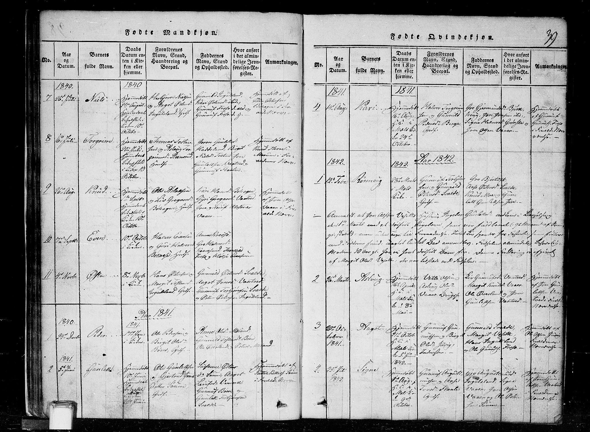Tinn kirkebøker, SAKO/A-308/G/Gc/L0001: Parish register (copy) no. III 1, 1815-1879, p. 39