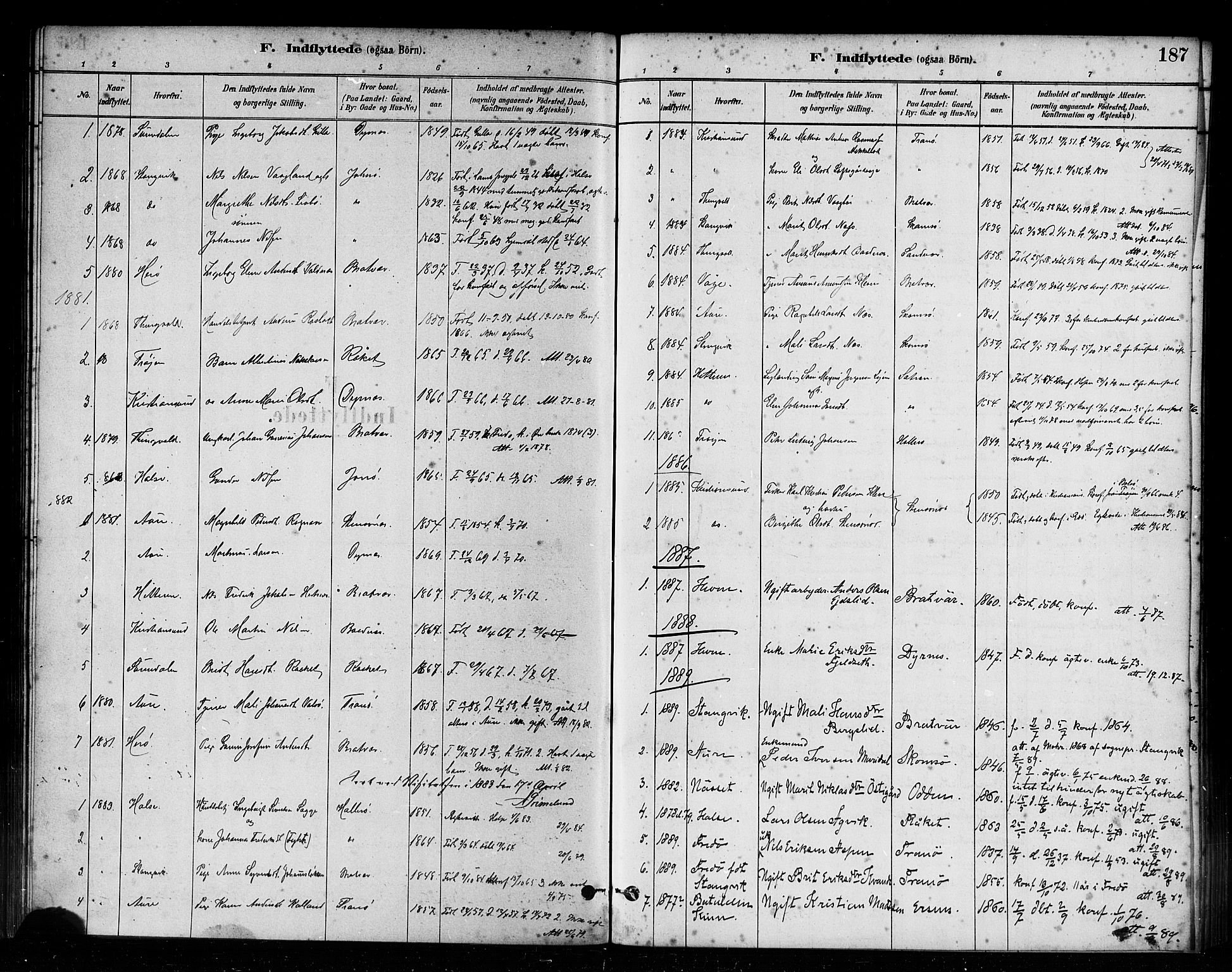 Ministerialprotokoller, klokkerbøker og fødselsregistre - Møre og Romsdal, AV/SAT-A-1454/582/L0947: Parish register (official) no. 582A01, 1880-1900, p. 187