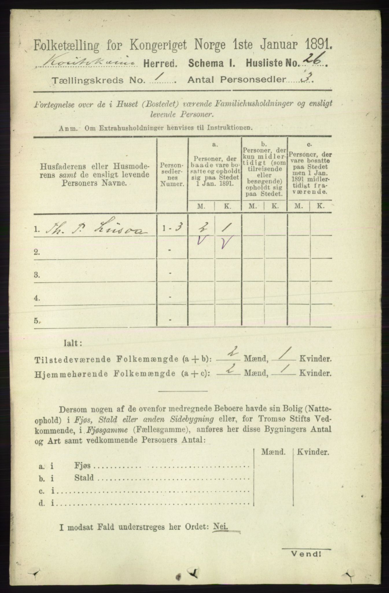 RA, 1891 census for 2011 Kautokeino, 1891, p. 39