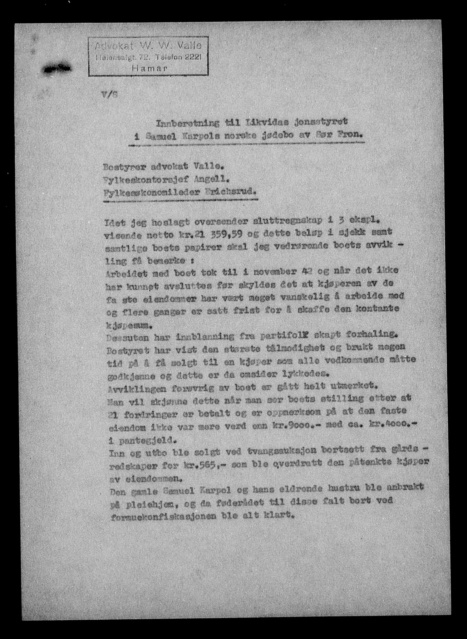 Justisdepartementet, Tilbakeføringskontoret for inndratte formuer, AV/RA-S-1564/H/Hc/Hcc/L0949: --, 1945-1947, p. 618