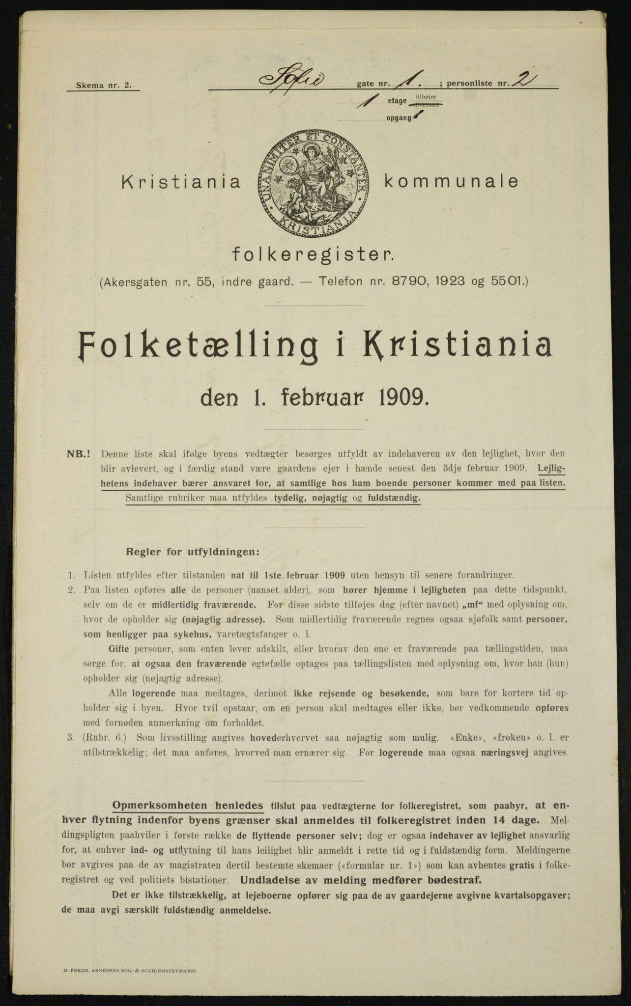 OBA, Municipal Census 1909 for Kristiania, 1909, p. 89489