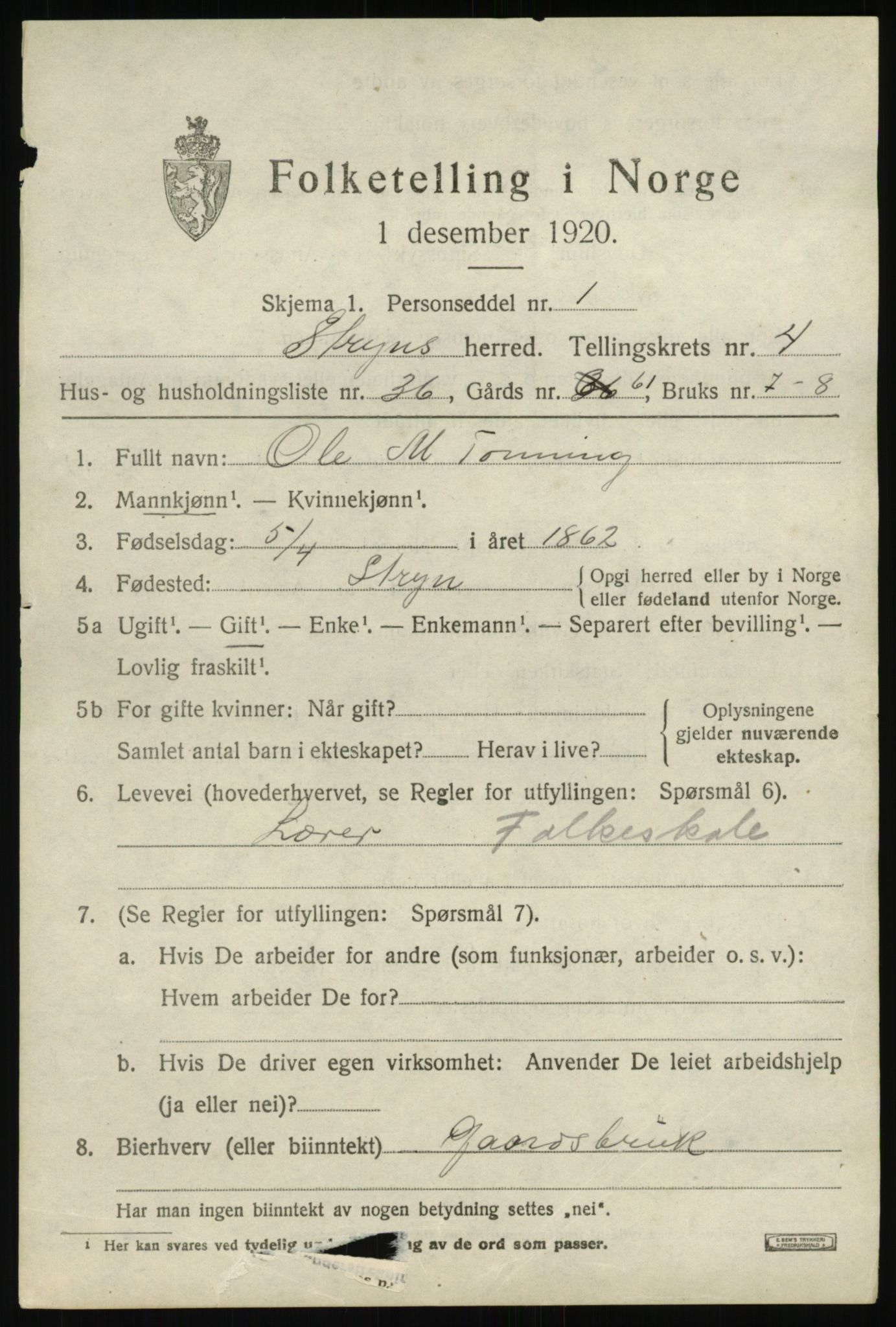 SAB, 1920 census for Stryn, 1920, p. 2146