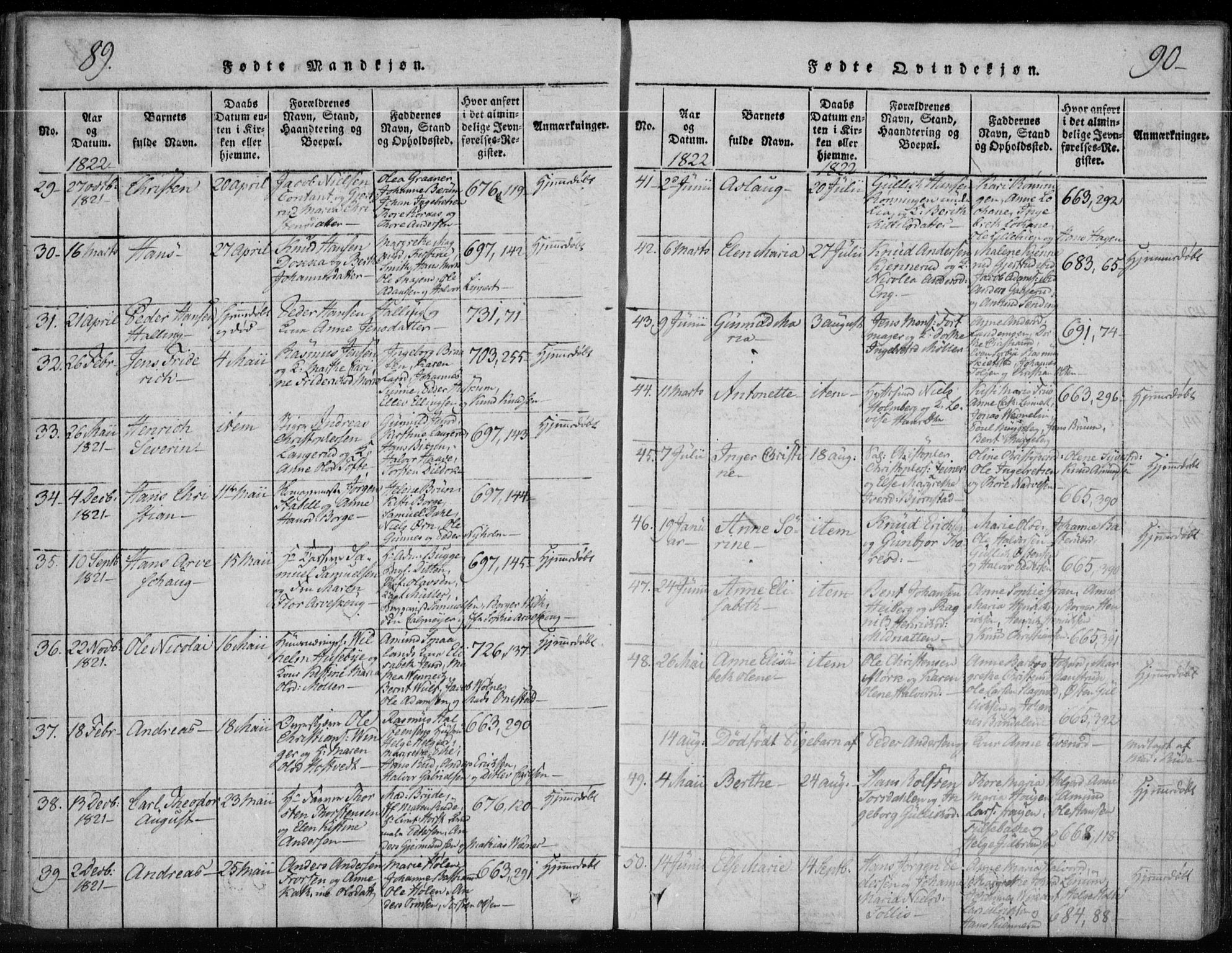 Kongsberg kirkebøker, AV/SAKO-A-22/F/Fa/L0008: Parish register (official) no. I 8, 1816-1839, p. 89-90