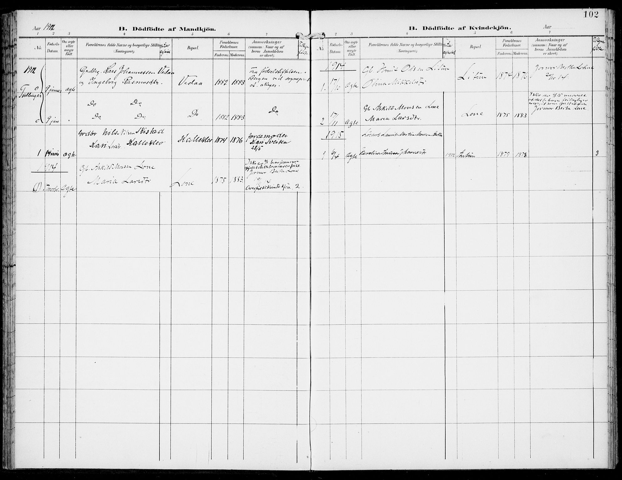 Haus sokneprestembete, AV/SAB-A-75601/H/Haa: Parish register (official) no. C  2, 1900-1915, p. 102