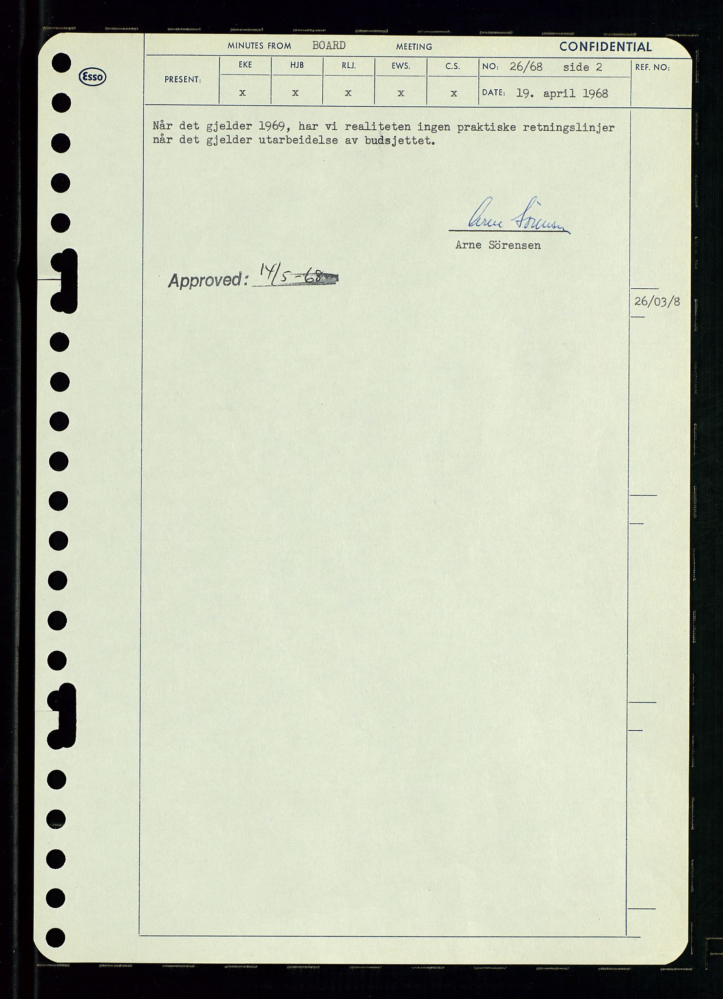 Pa 0982 - Esso Norge A/S, AV/SAST-A-100448/A/Aa/L0002/0004: Den administrerende direksjon Board minutes (styrereferater) / Den administrerende direksjon Board minutes (styrereferater), 1968, p. 44