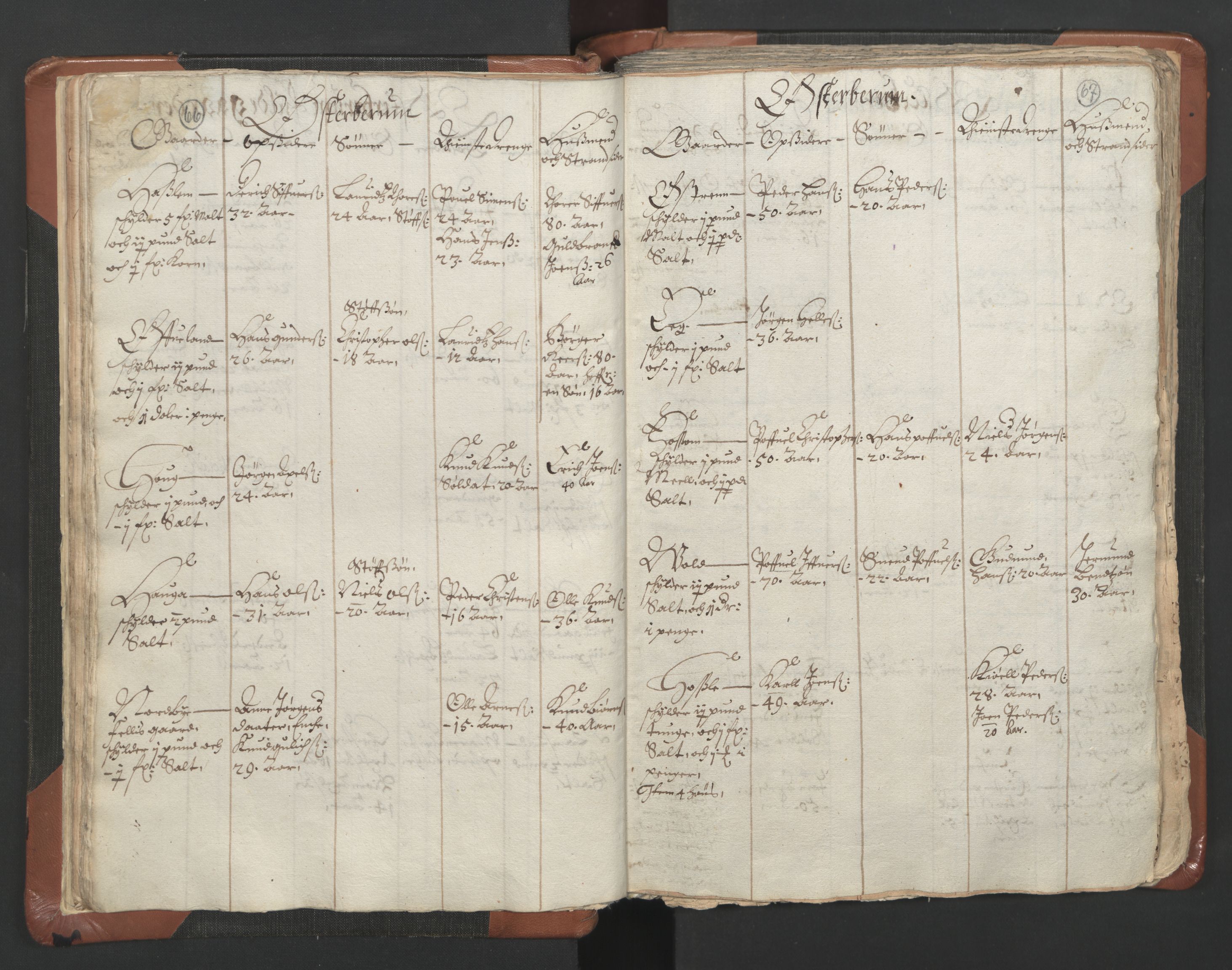 RA, Vicar's Census 1664-1666, no. 9: Bragernes deanery, 1664-1666, p. 66-67