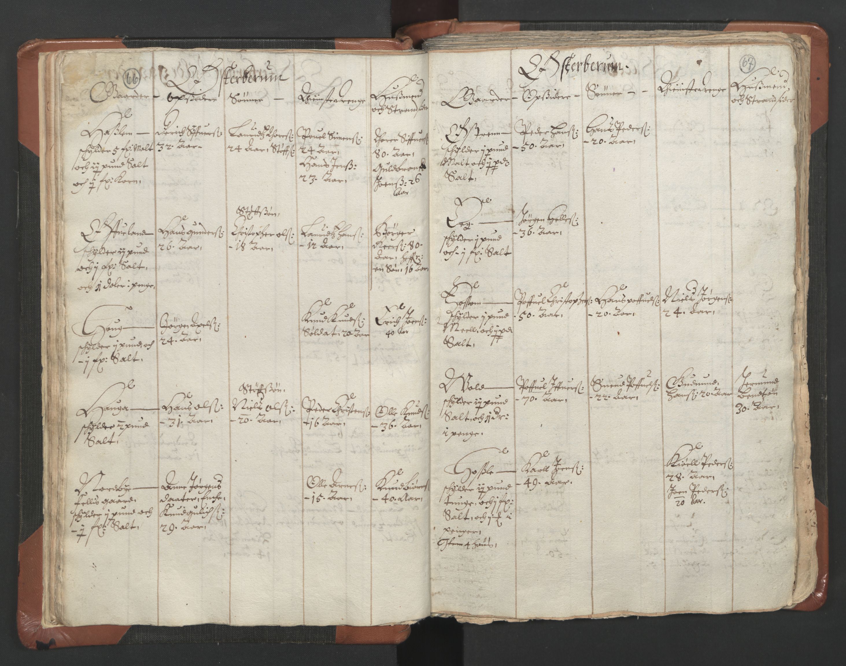 RA, Vicar's Census 1664-1666, no. 9: Bragernes deanery, 1664-1666, p. 66-67