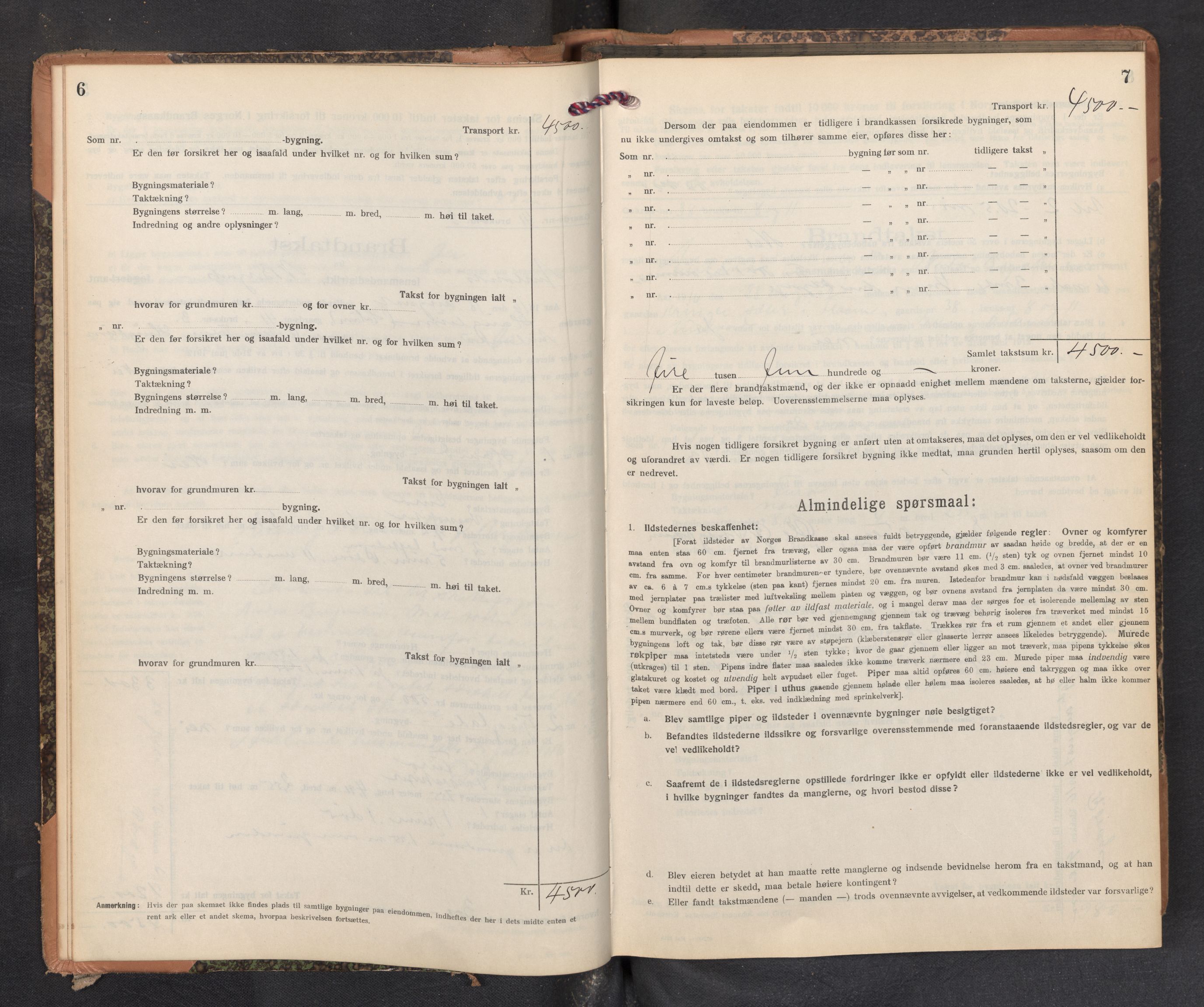 Lensmannen i Aurland, AV/SAB-A-26401/0012/L0006: Branntakstprotokoll, skjematakst, 1916-1922, p. 6-7