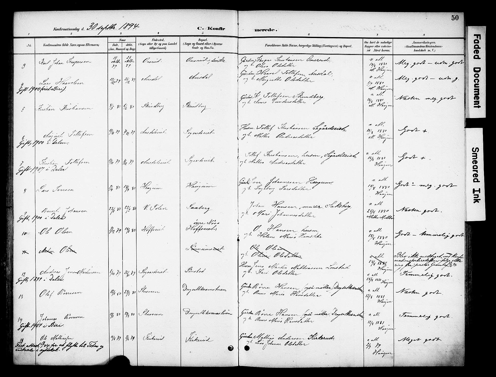 Biri prestekontor, SAH/PREST-096/H/Ha/Haa/L0008: Parish register (official) no. 8, 1894-1901, p. 50