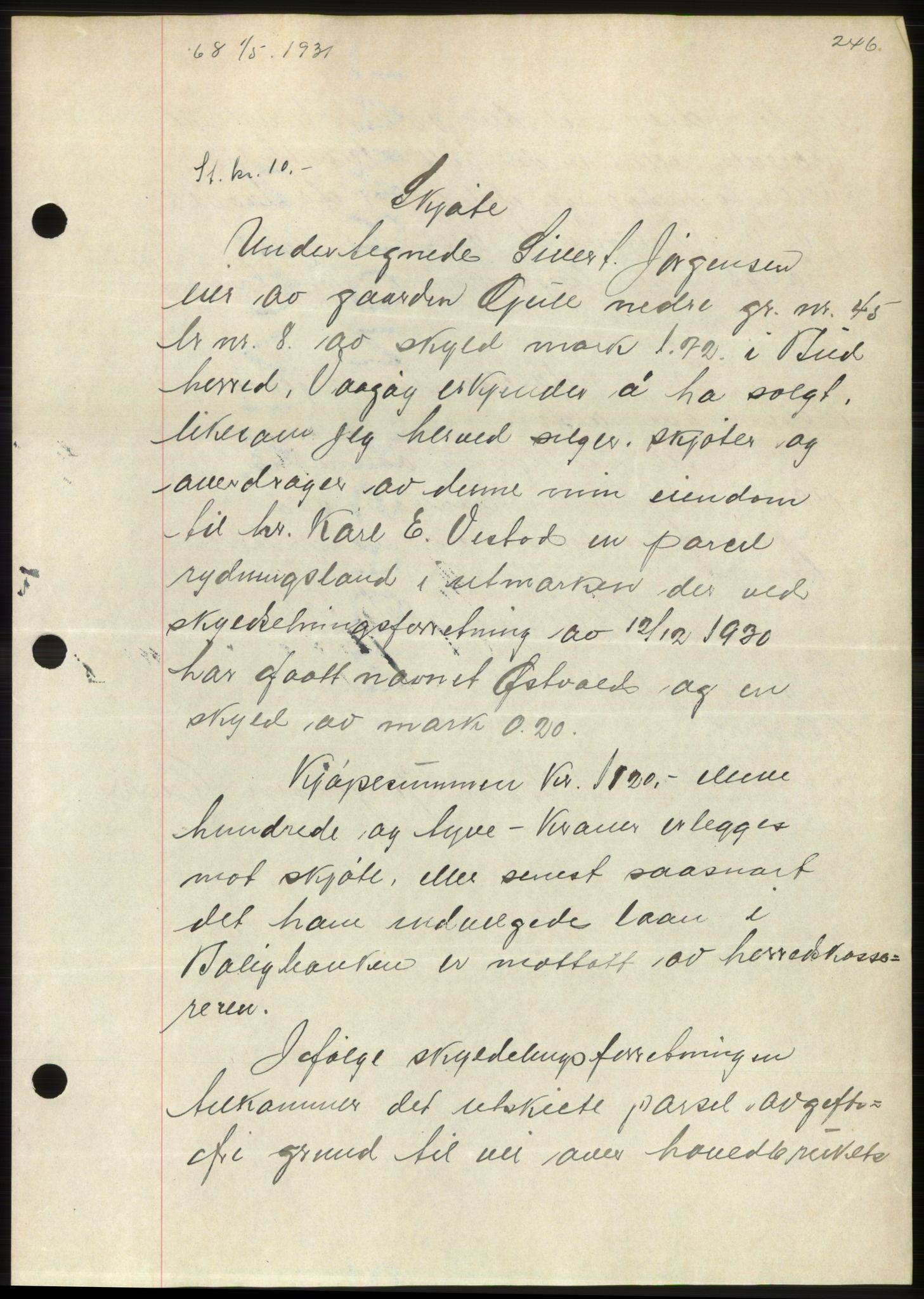 Romsdal sorenskriveri, AV/SAT-A-4149/1/2/2C/L0059: Mortgage book no. 53, 1931-1931, Deed date: 01.05.1931