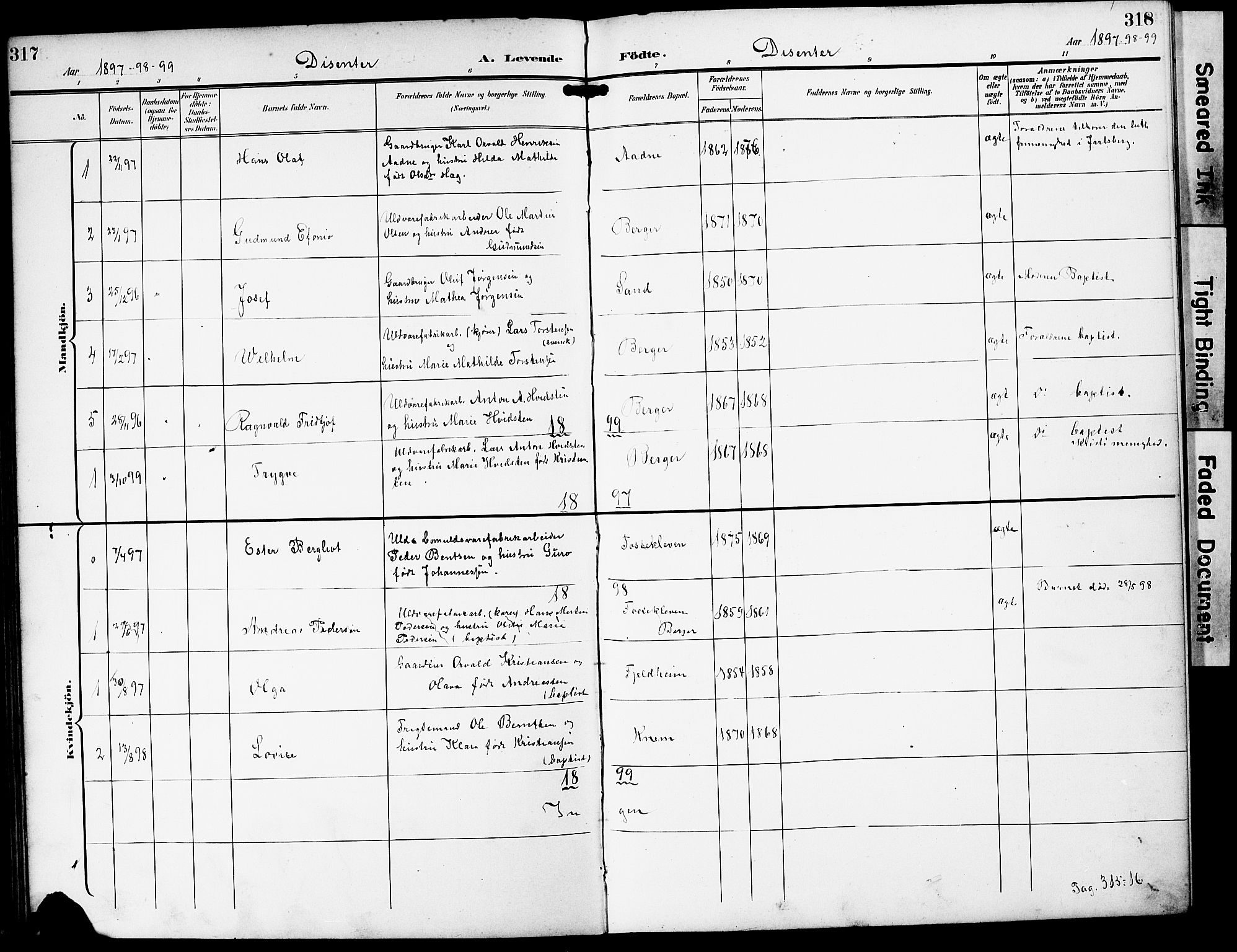 Strømm kirkebøker, AV/SAKO-A-322/G/Ga/L0004: Parish register (copy) no. I 4, 1897-1927, p. 317-318