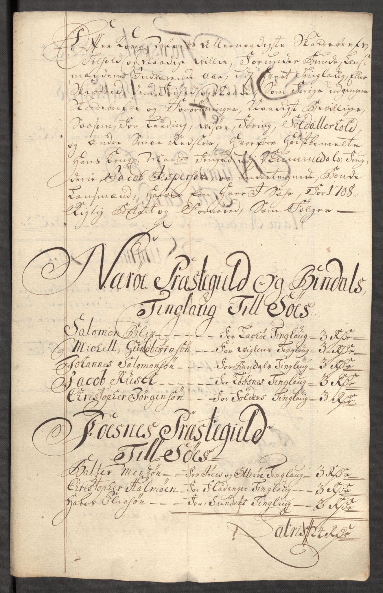Rentekammeret inntil 1814, Reviderte regnskaper, Fogderegnskap, RA/EA-4092/R64/L4430: Fogderegnskap Namdal, 1707-1708, p. 385