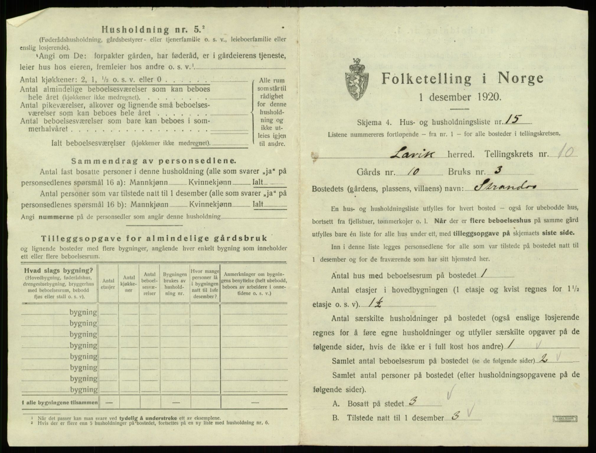 SAB, 1920 census for Lavik, 1920, p. 386