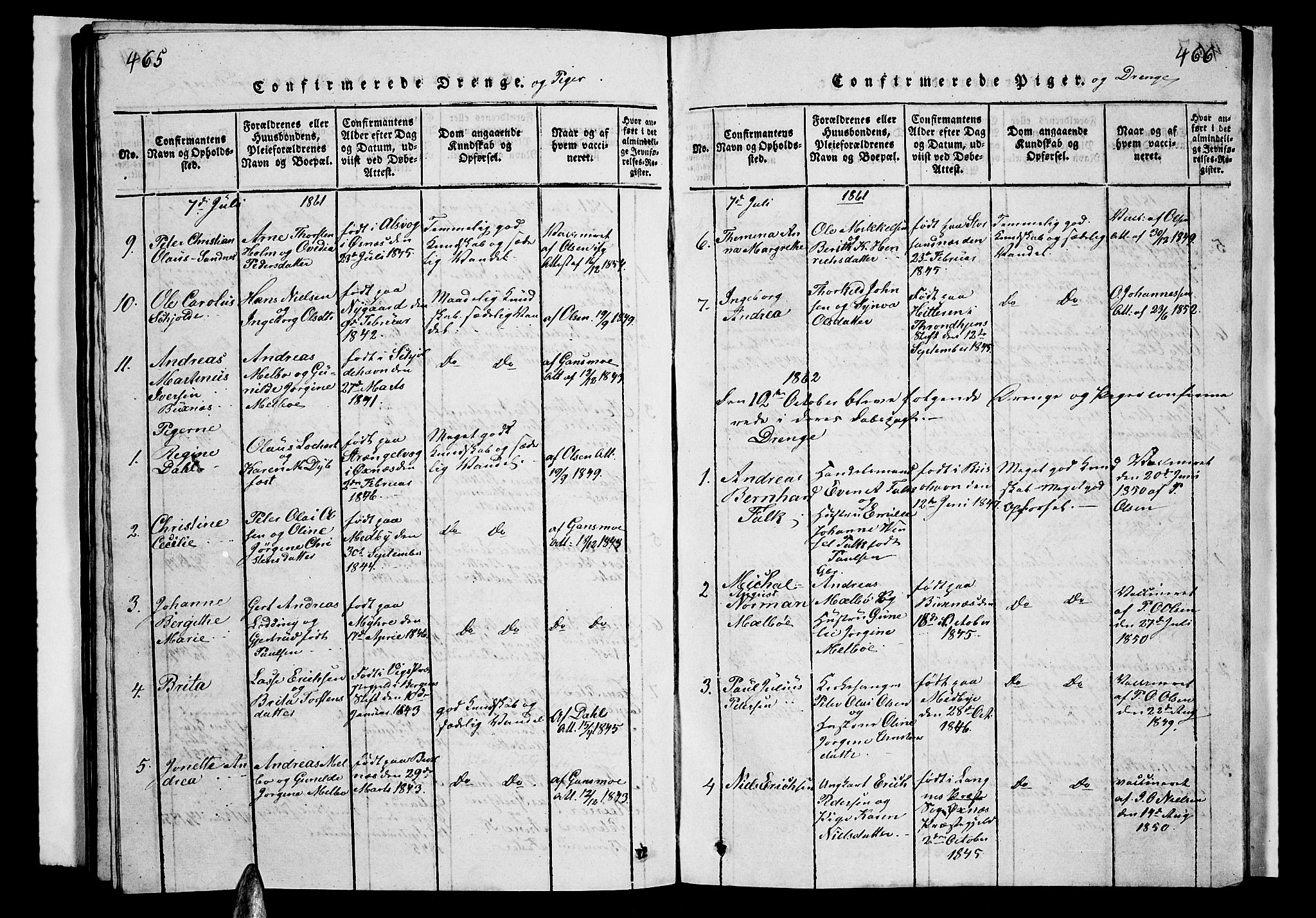 Ministerialprotokoller, klokkerbøker og fødselsregistre - Nordland, SAT/A-1459/899/L1446: Parish register (copy) no. 899C01, 1820-1868, p. 465-466