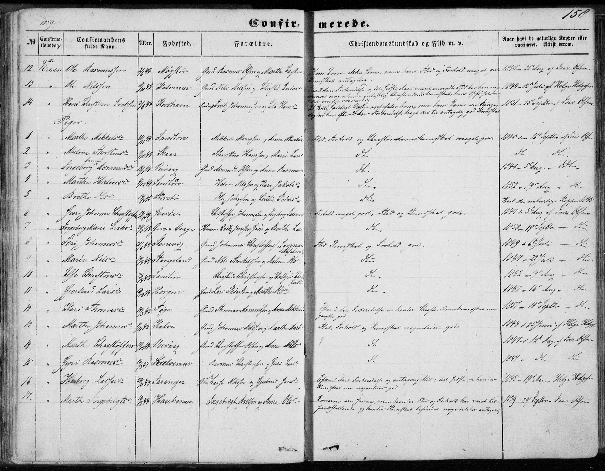 Sund sokneprestembete, AV/SAB-A-99930: Parish register (official) no. A 14, 1850-1866, p. 158