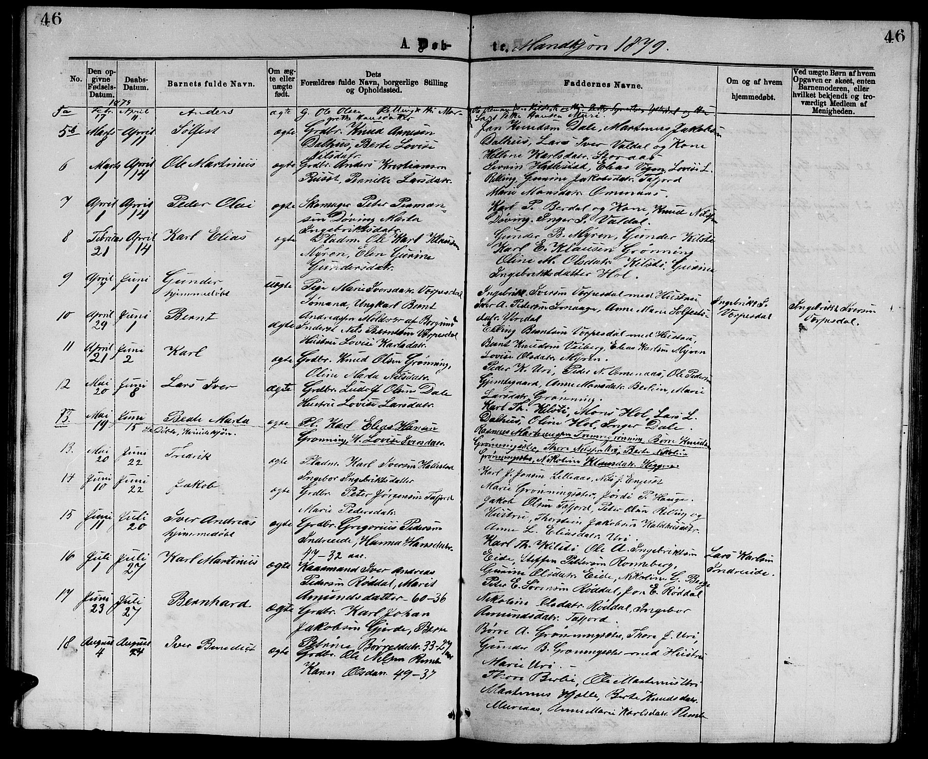 Ministerialprotokoller, klokkerbøker og fødselsregistre - Møre og Romsdal, SAT/A-1454/519/L0262: Parish register (copy) no. 519C03, 1866-1884, p. 46
