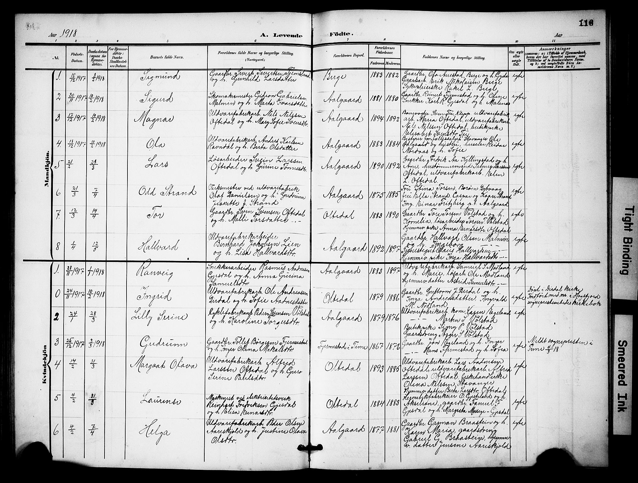 Lye sokneprestkontor, SAST/A-101794/001/30BB/L0009: Parish register (copy) no. B 9, 1902-1923, p. 116