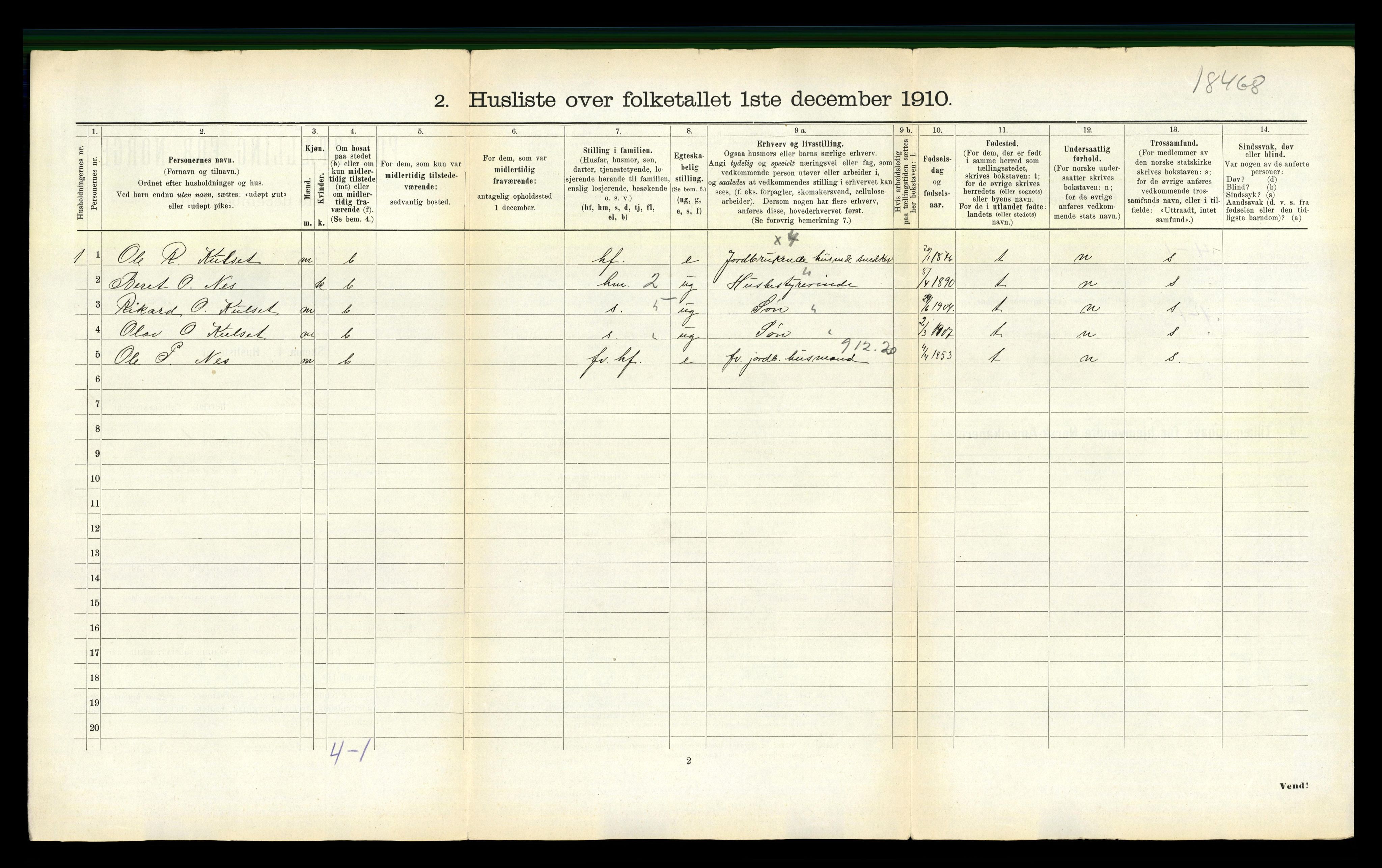 RA, 1910 census for Selbu, 1910, p. 1163