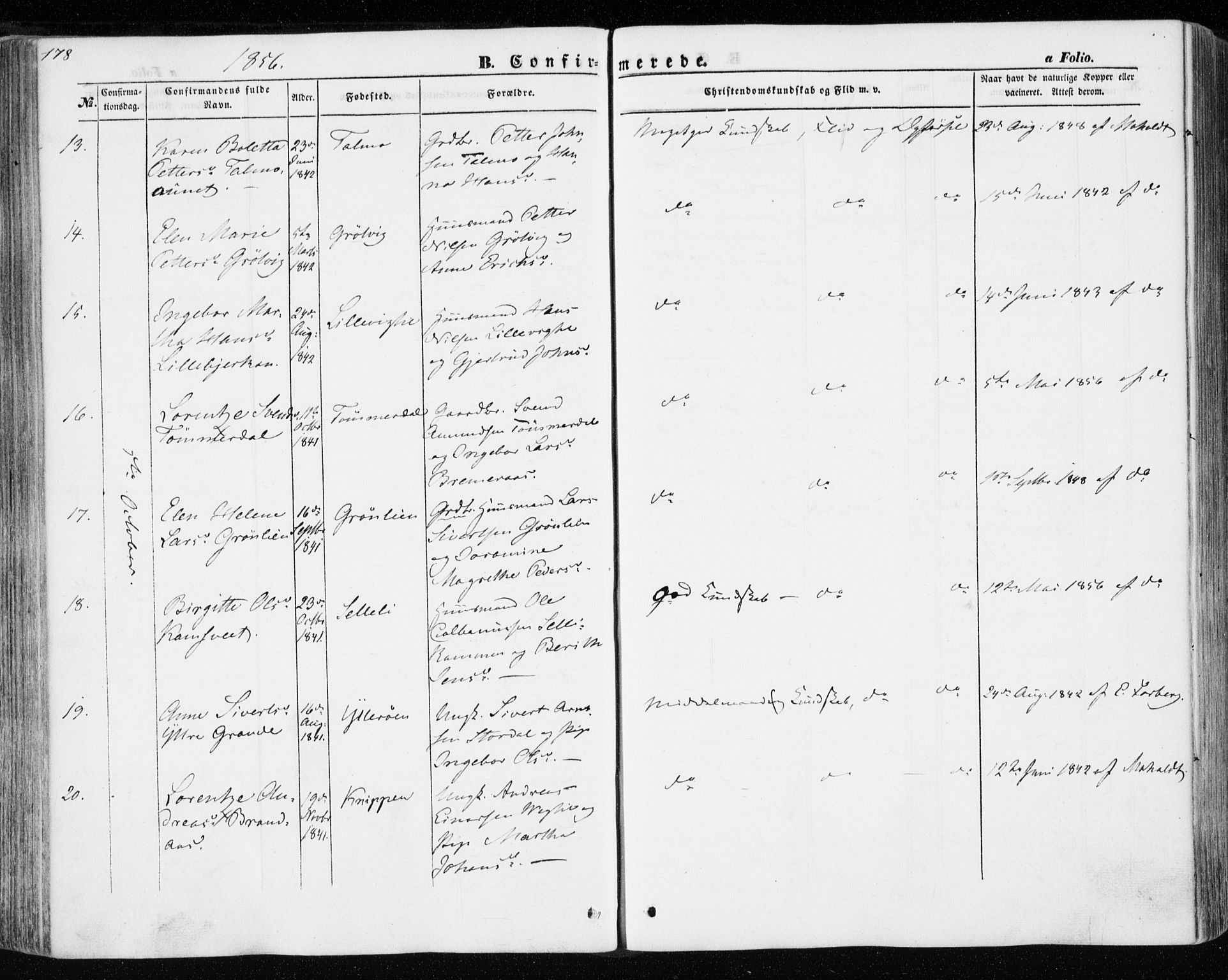 Ministerialprotokoller, klokkerbøker og fødselsregistre - Nord-Trøndelag, AV/SAT-A-1458/701/L0008: Parish register (official) no. 701A08 /1, 1854-1863, p. 178