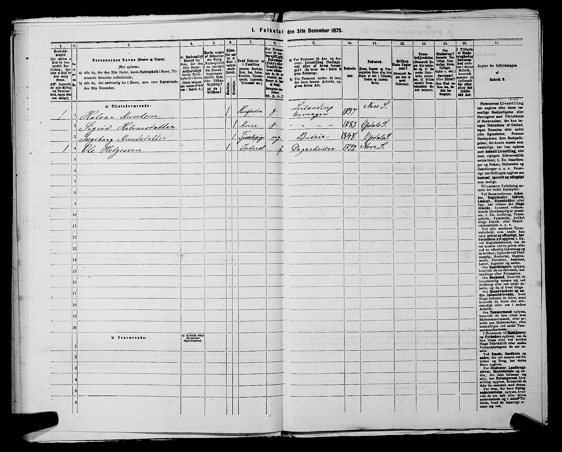 SAKO, 1875 census for 0633P Nore, 1875, p. 694