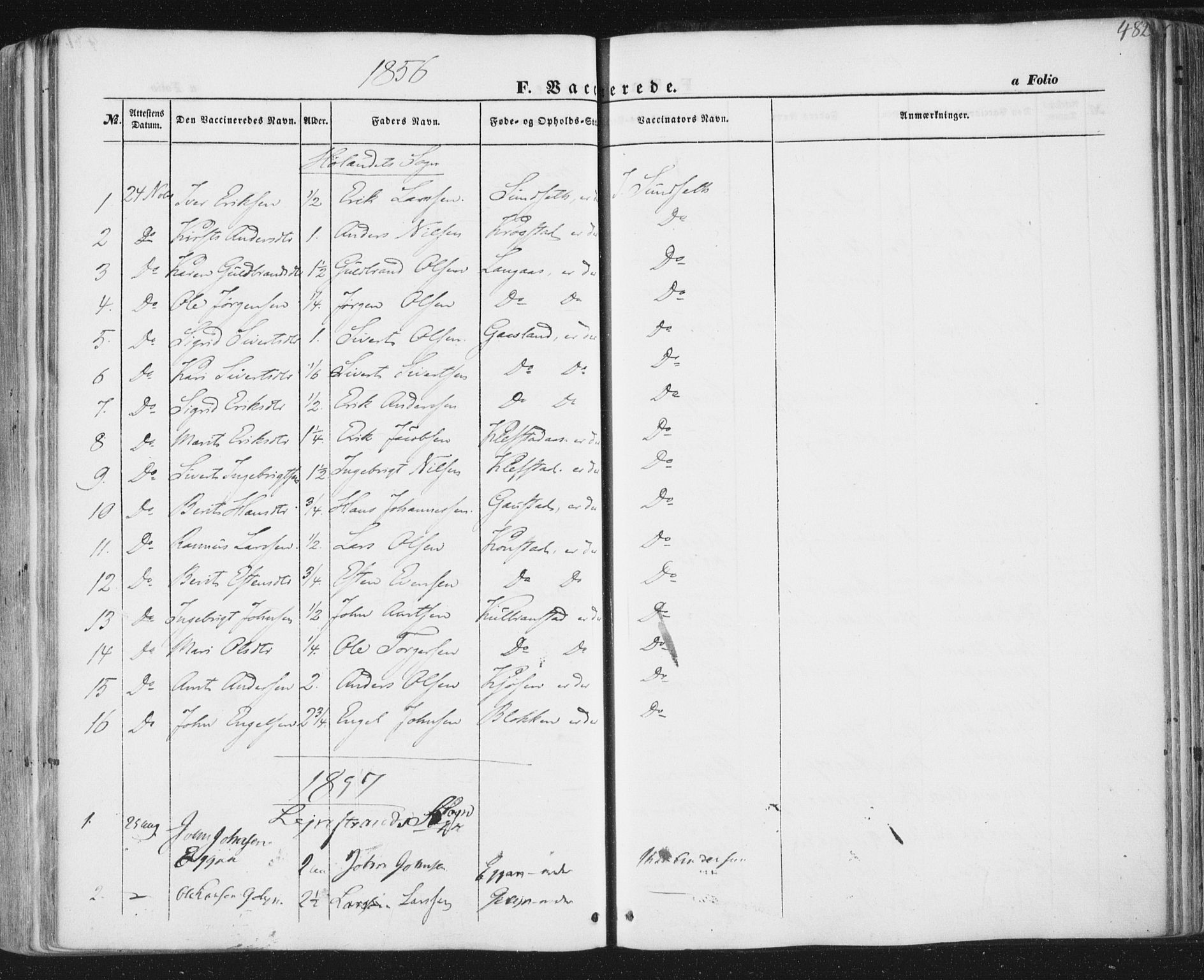 Ministerialprotokoller, klokkerbøker og fødselsregistre - Sør-Trøndelag, SAT/A-1456/691/L1076: Parish register (official) no. 691A08, 1852-1861, p. 482
