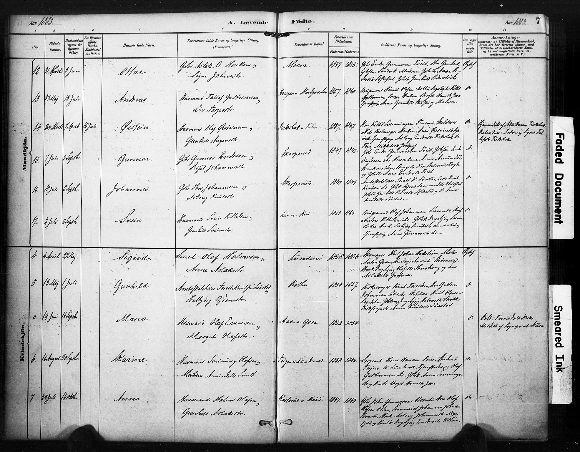 Kviteseid kirkebøker, AV/SAKO-A-276/F/Fa/L0008: Parish register (official) no. I 8, 1882-1903, p. 7