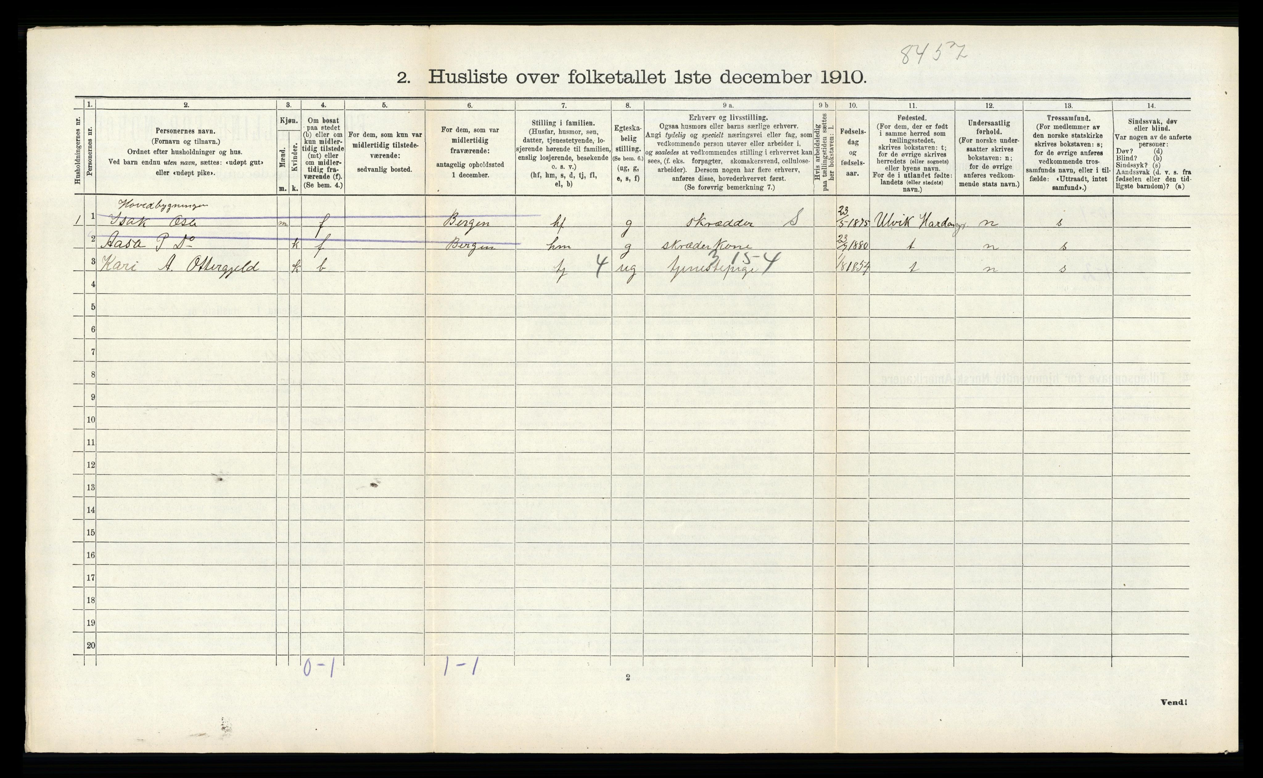 RA, 1910 census for Aurland, 1910, p. 712