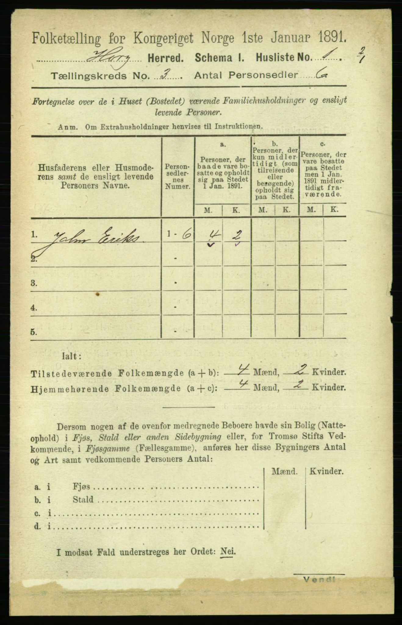 RA, 1891 census for 1650 Horg, 1891, p. 1034