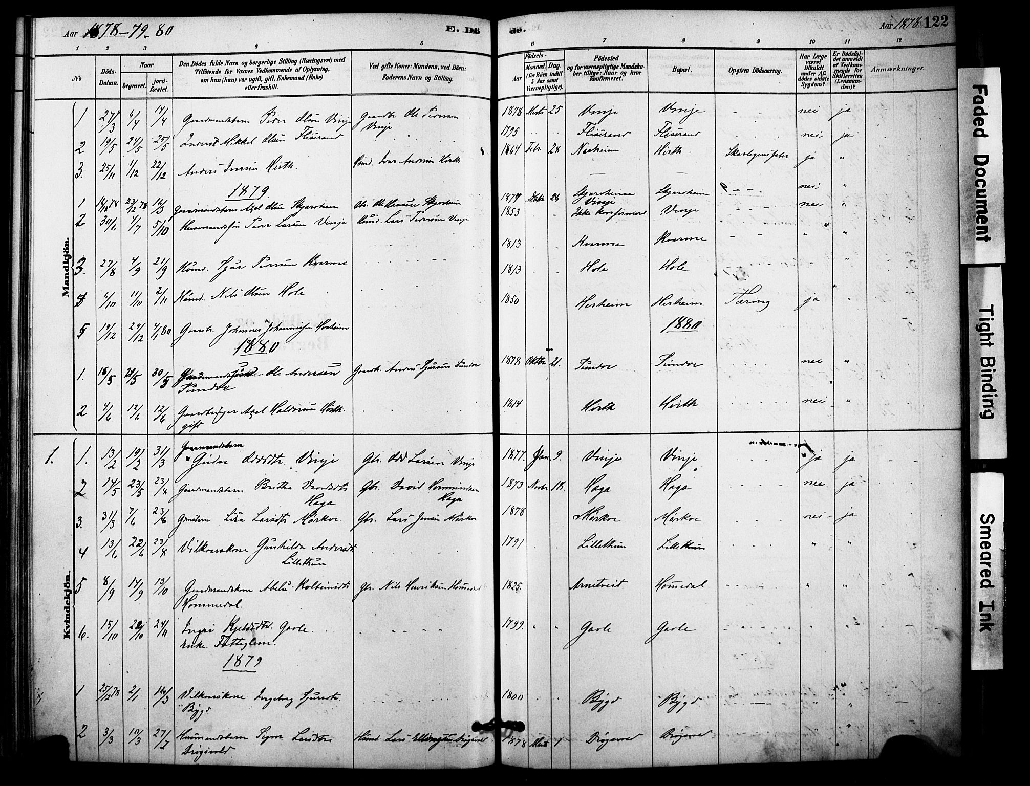 Vossestrand Sokneprestembete, AV/SAB-A-79101/H/Haa: Parish register (official) no. C 1, 1878-1903, p. 122