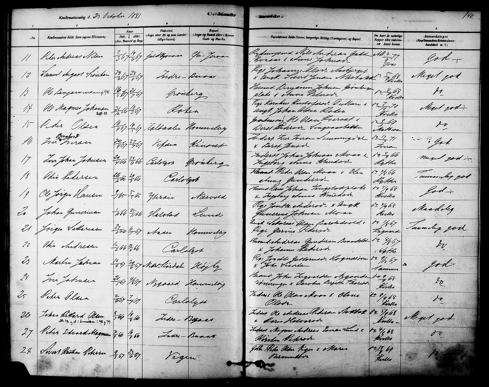 Ministerialprotokoller, klokkerbøker og fødselsregistre - Sør-Trøndelag, SAT/A-1456/616/L0410: Parish register (official) no. 616A07, 1878-1893, p. 140
