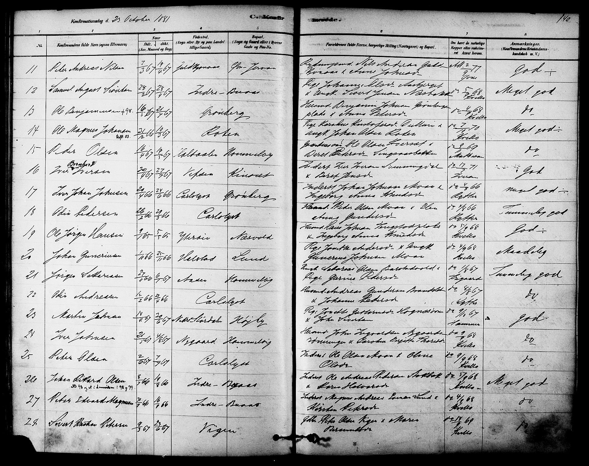 Ministerialprotokoller, klokkerbøker og fødselsregistre - Sør-Trøndelag, AV/SAT-A-1456/616/L0410: Parish register (official) no. 616A07, 1878-1893, p. 140