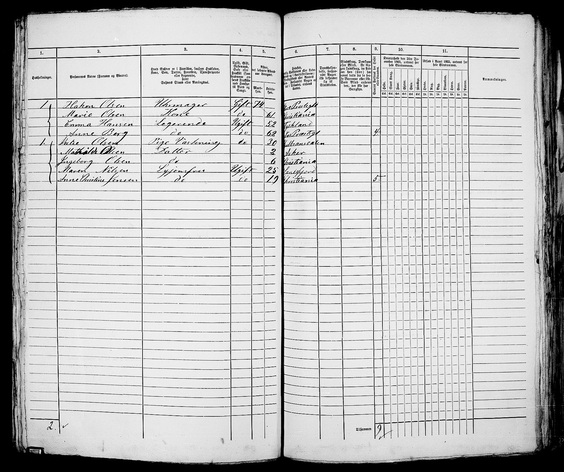 RA, 1865 census for Kristiania, 1865, p. 1383