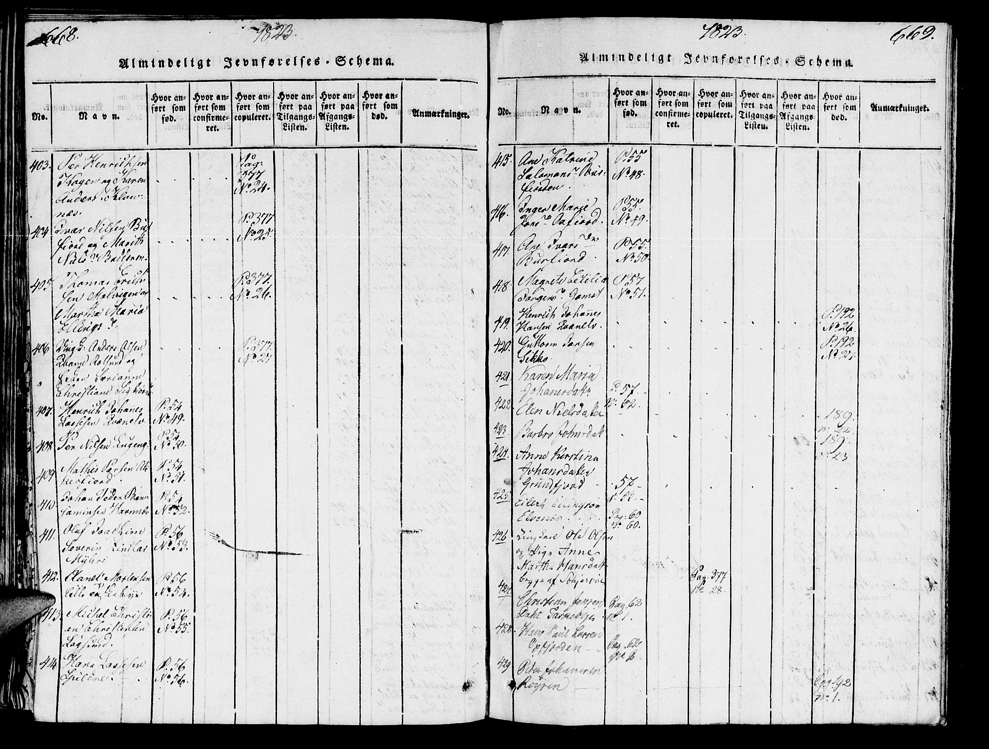 Skjervøy sokneprestkontor, AV/SATØ-S-1300/H/Ha/Haa/L0004kirke: Parish register (official) no. 4, 1820-1838, p. 668-669