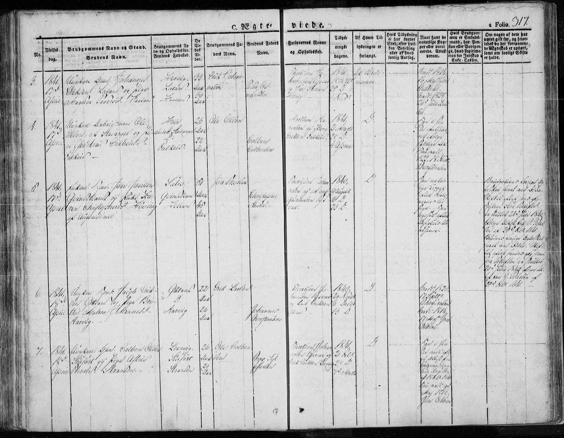 Tysvær sokneprestkontor, AV/SAST-A -101864/H/Ha/Haa/L0001: Parish register (official) no. A 1.1, 1831-1856, p. 317