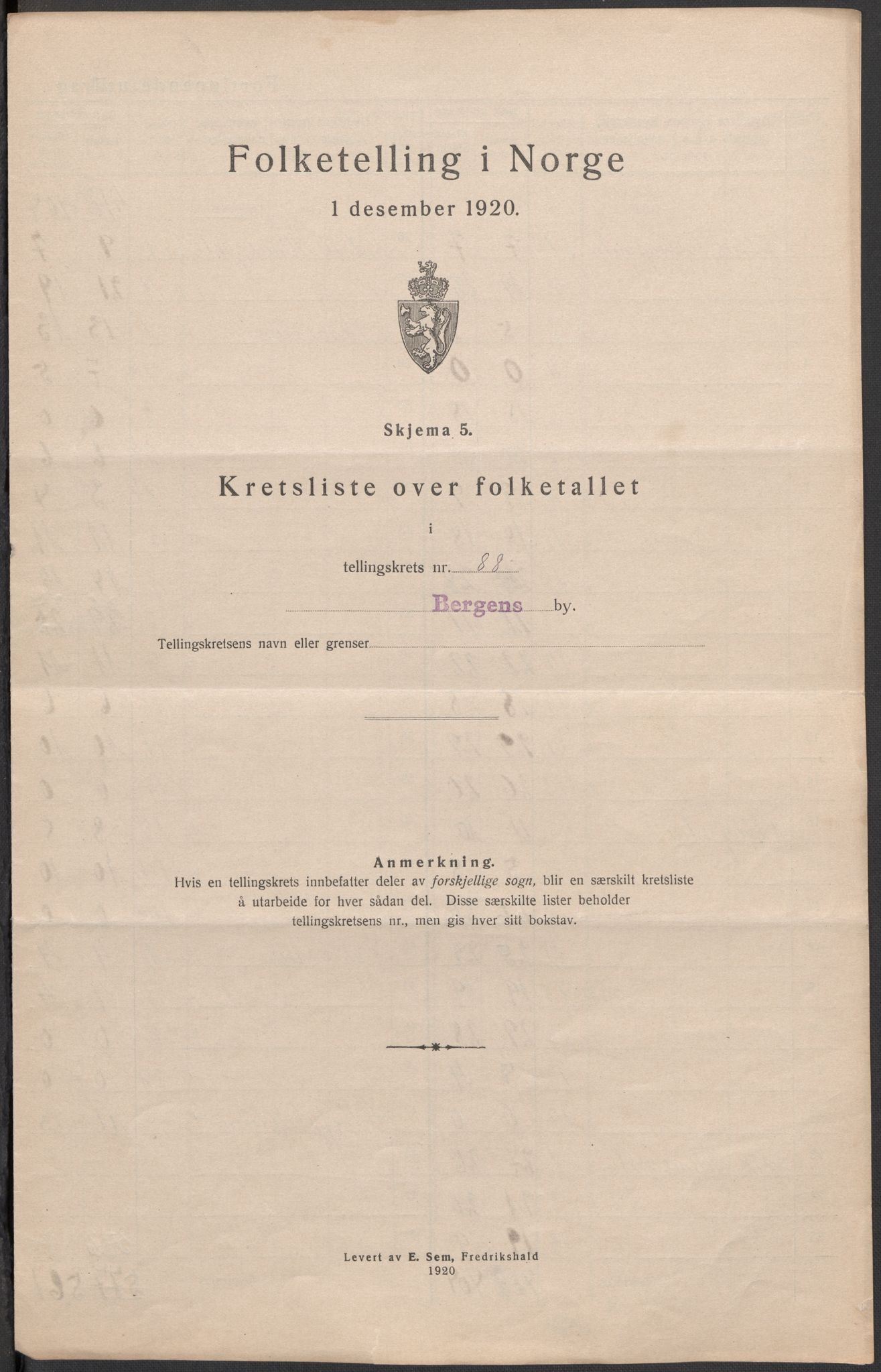 SAB, 1920 census for Bergen, 1920, p. 279