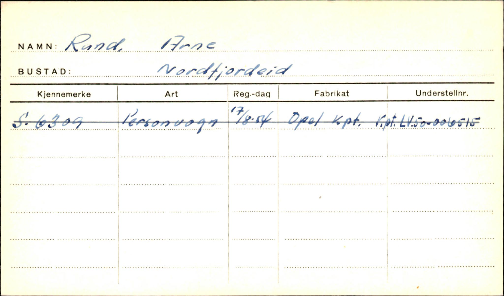 Statens vegvesen, Sogn og Fjordane vegkontor, AV/SAB-A-5301/4/F/L0001E: Eigarregister Fjordane til 1.6.1961, 1930-1961, p. 2