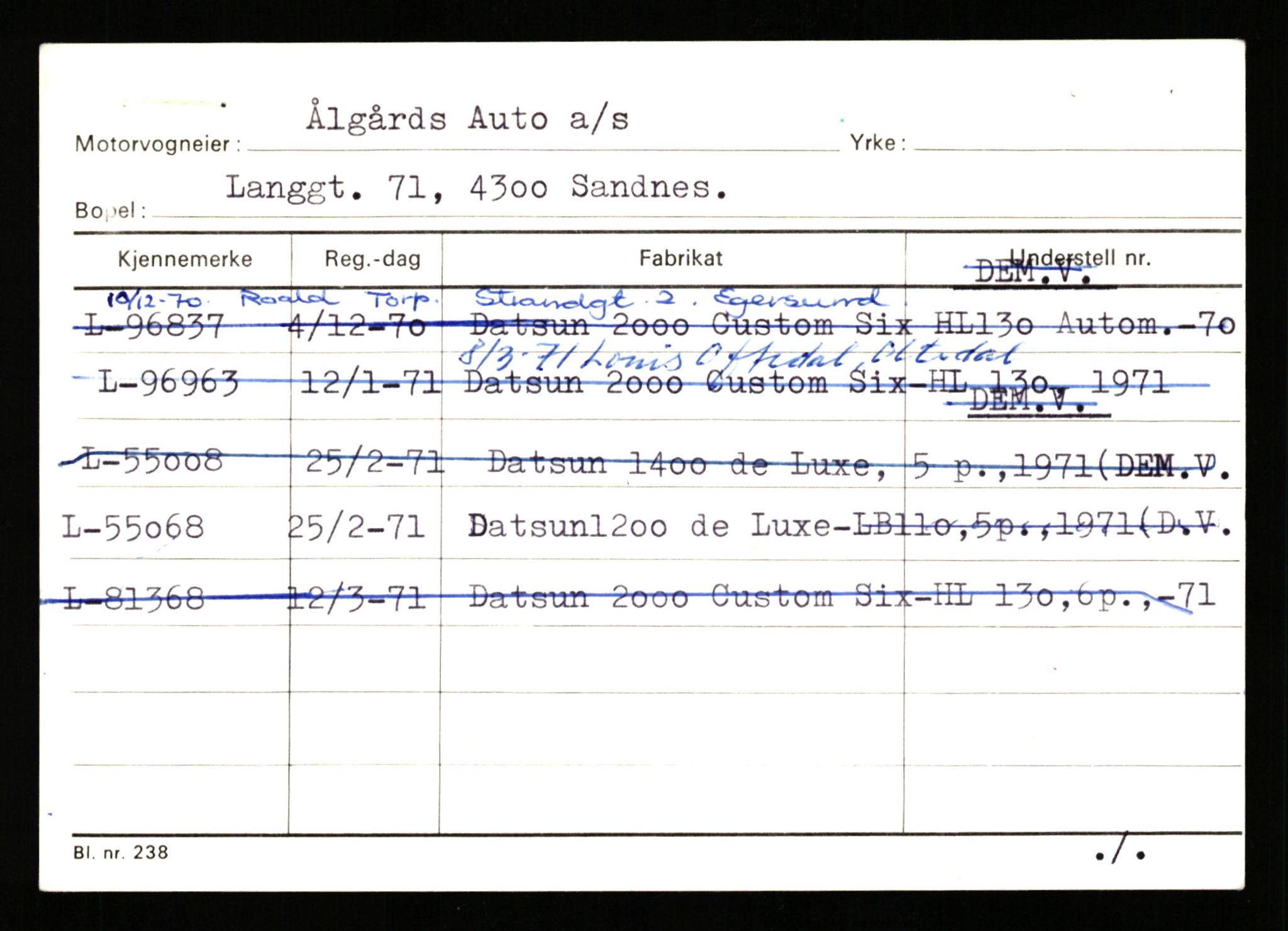 Stavanger trafikkstasjon, AV/SAST-A-101942/0/H/L0044: Øksna - Åmo, 1930-1971, p. 2380